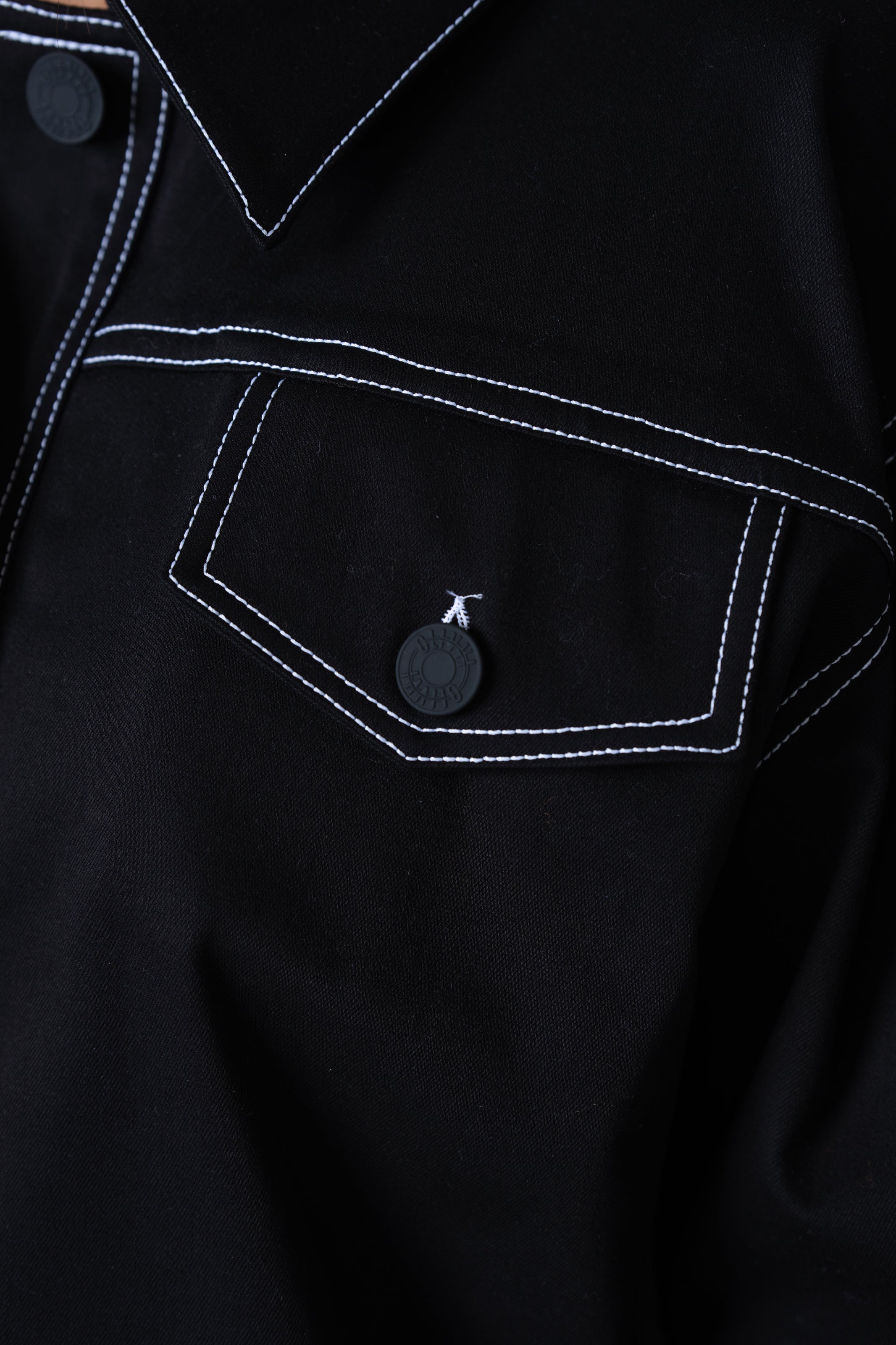 Black Denim Button Jacket - Black - Olivvi World