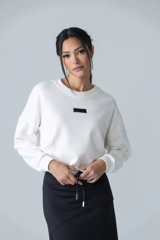 Drawstring Pullover Sweater - White - Olivvi World