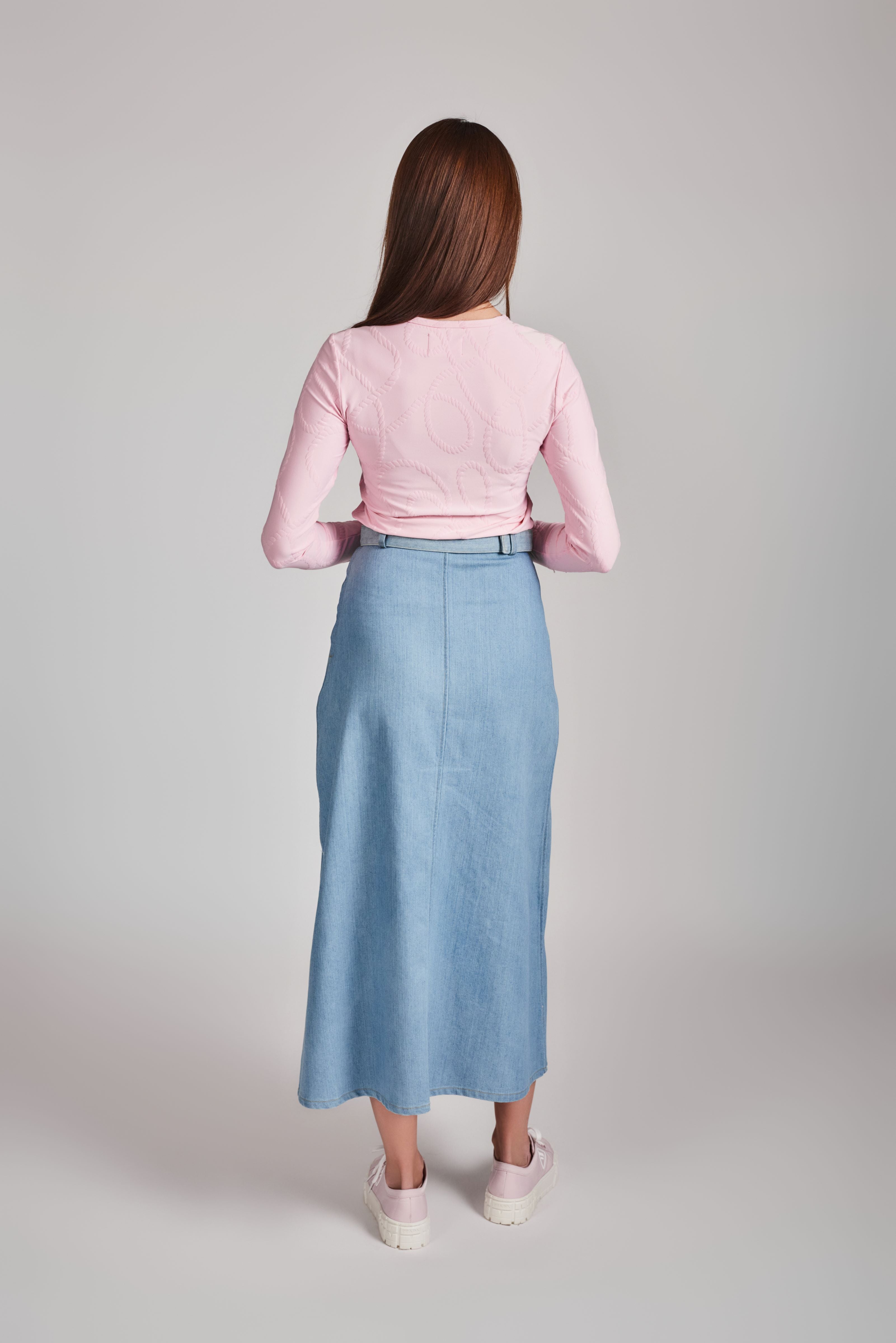 Denim A-Line Skirt - Light Wash - Olivvi World