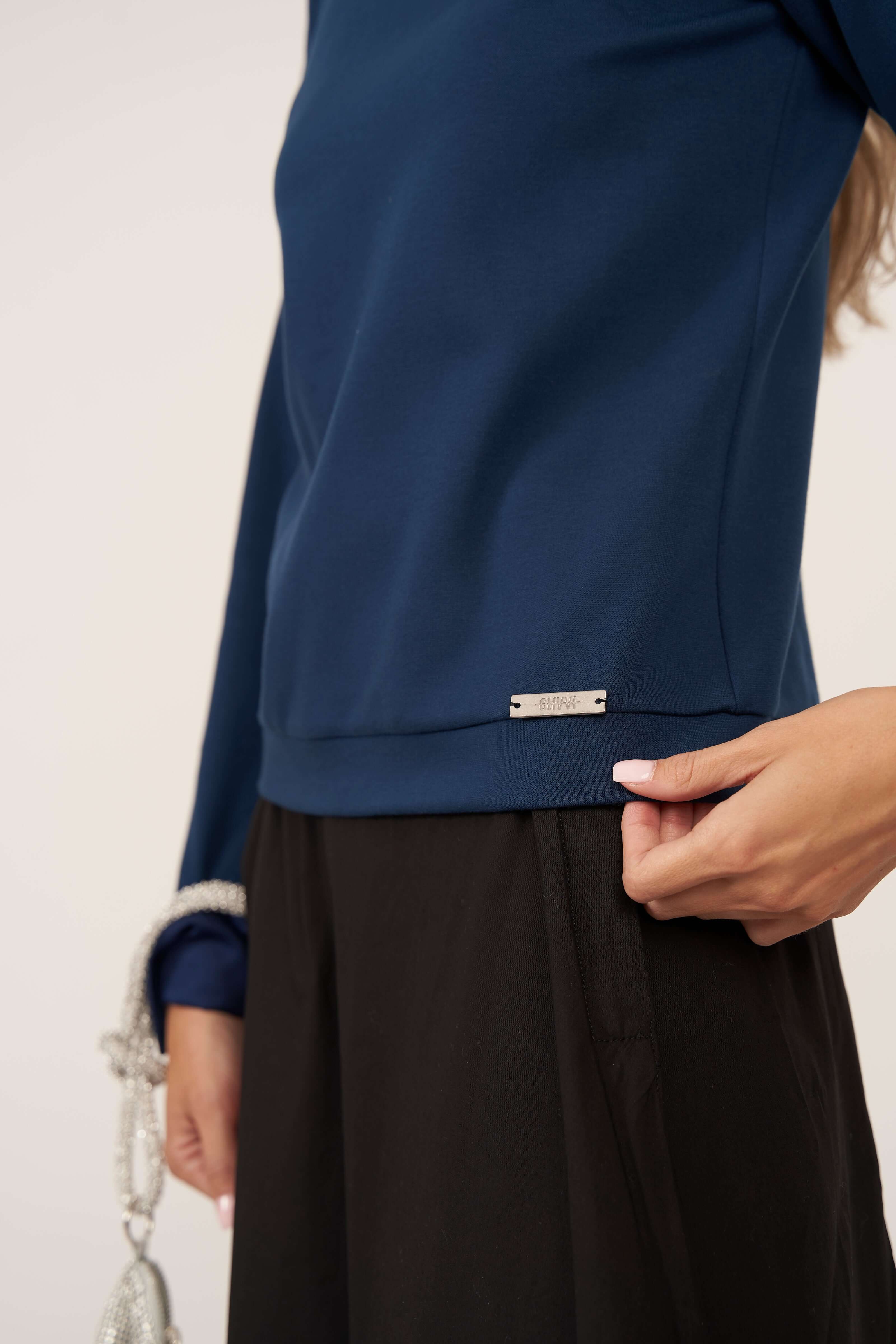 Satin Collar Top - Blue and Blue - Olivvi World