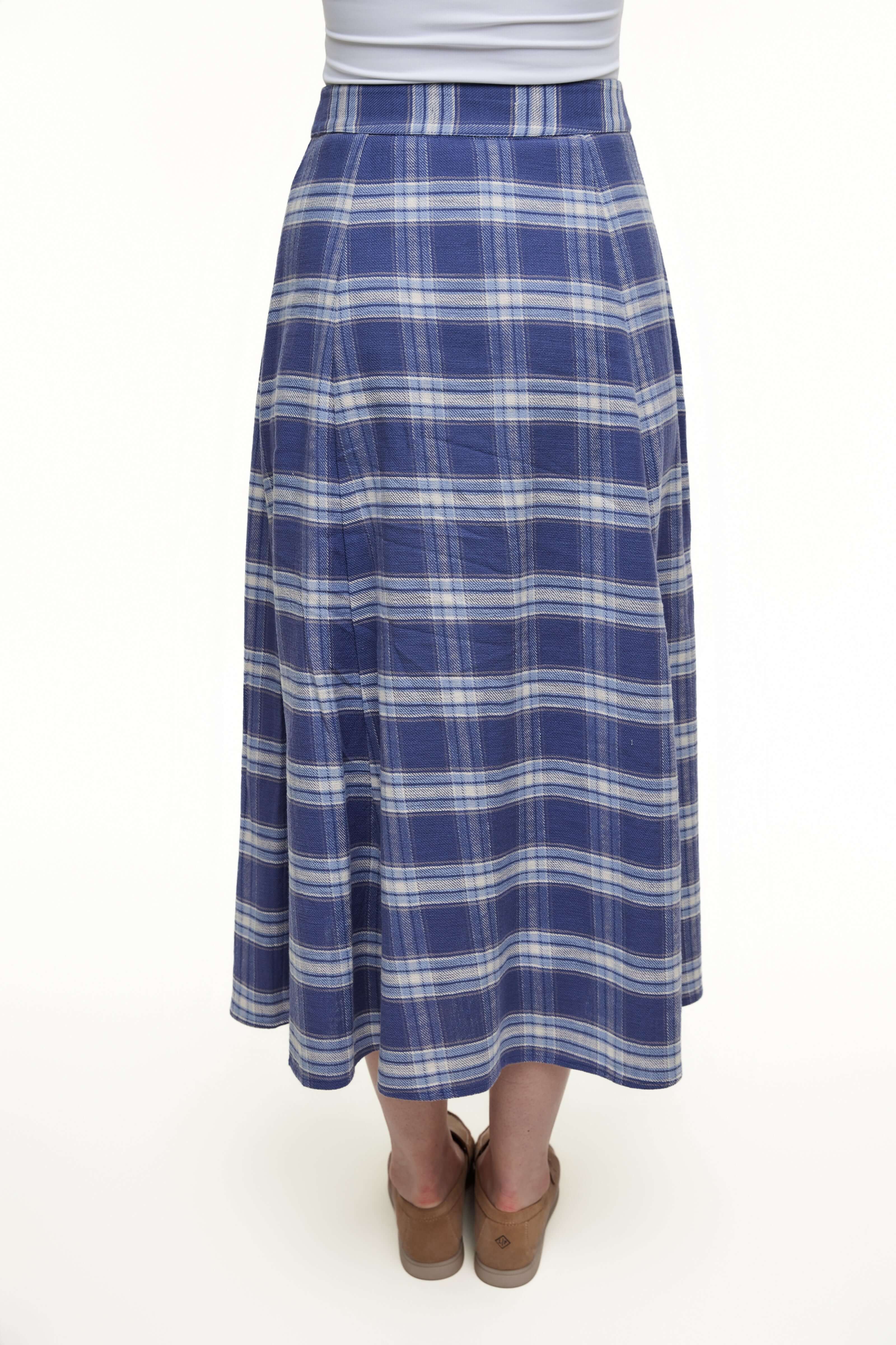 PLAID MIDI SKIRT - Blue Plaid - Olivvi World