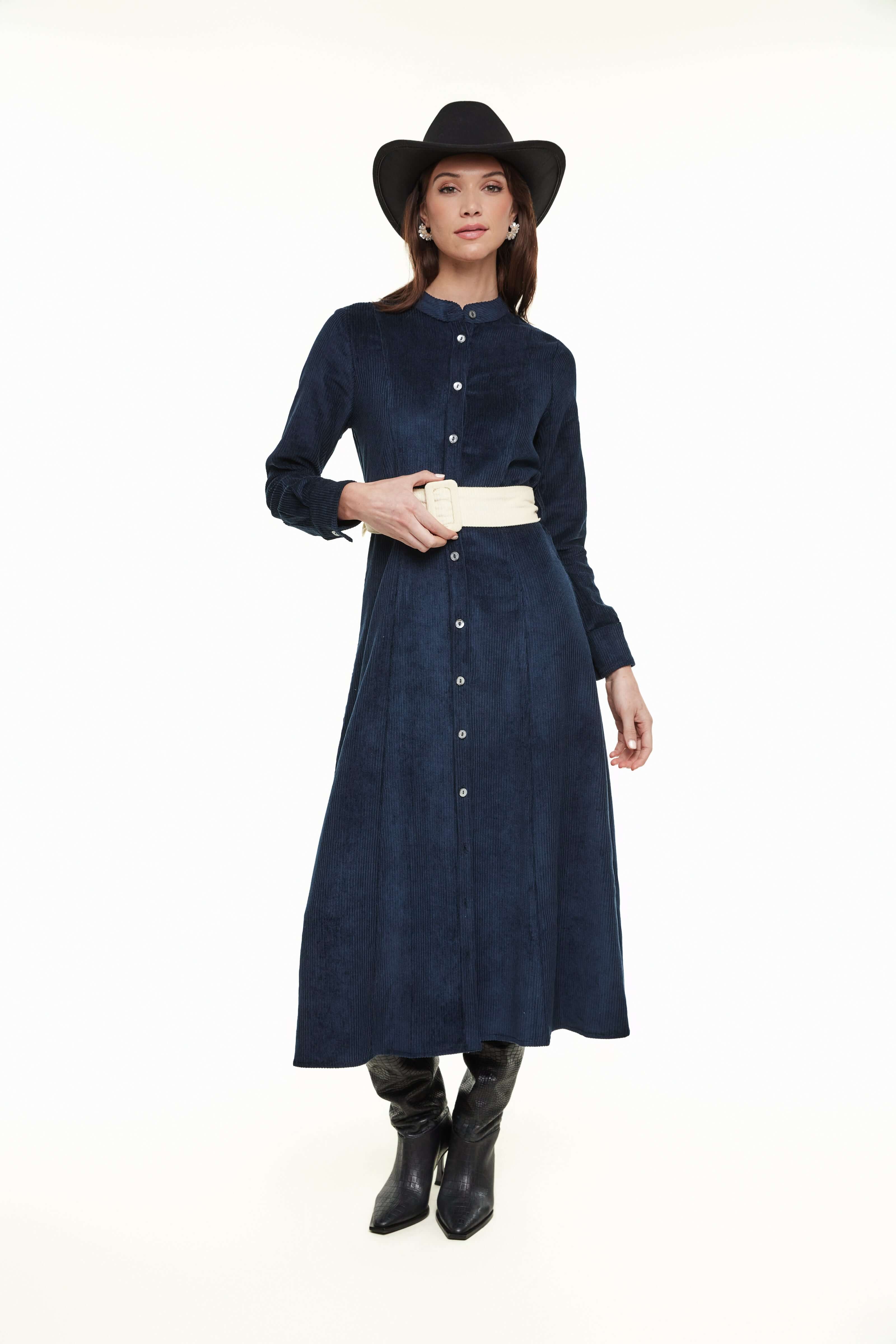 Millie Cord Dress, Navy – Olivvi World