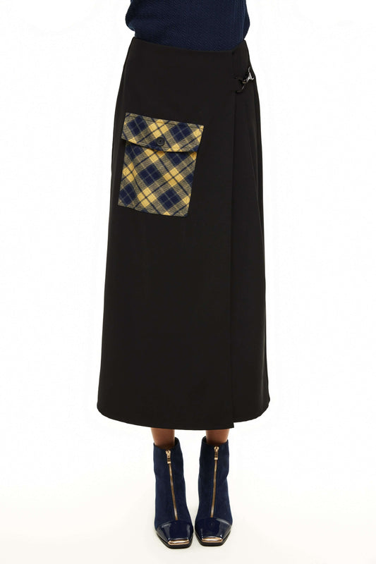 Pocket Plaid Skirt, Black Yellow Plaid – Olivvi World