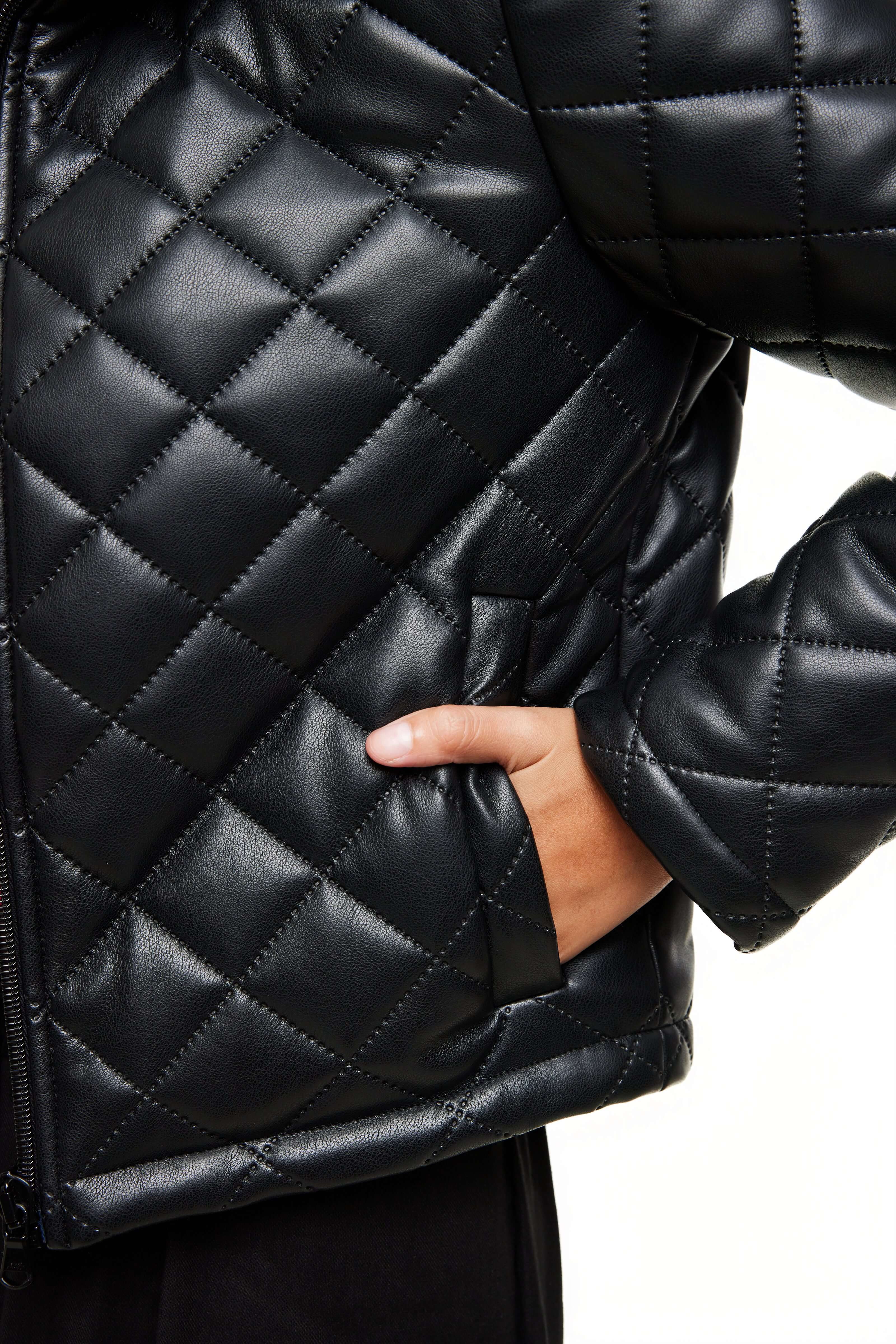 Quilted Leather Jacket, Black/Navy – Olivvi World