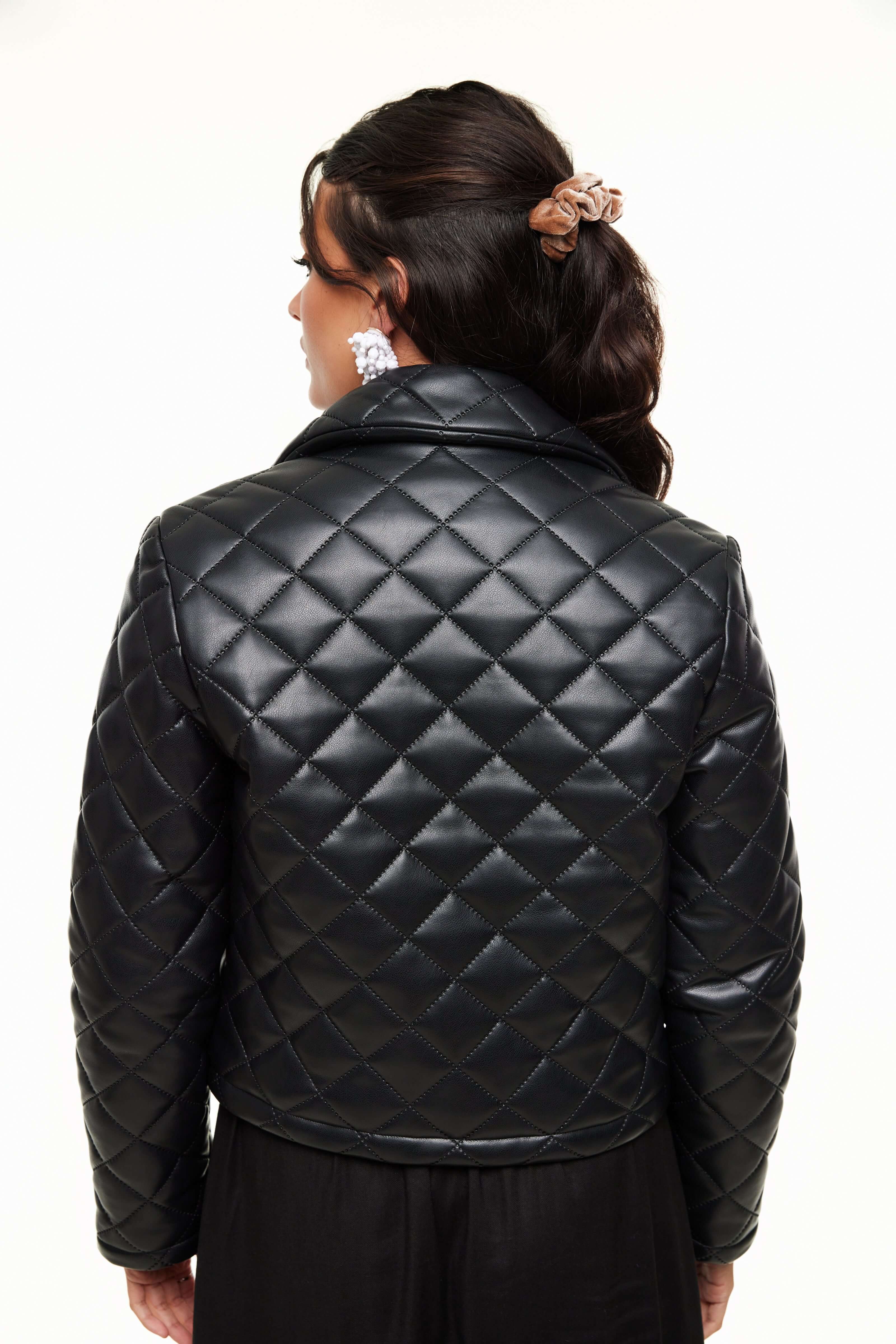 Quilted Leather Jacket, Black/Navy – Olivvi World