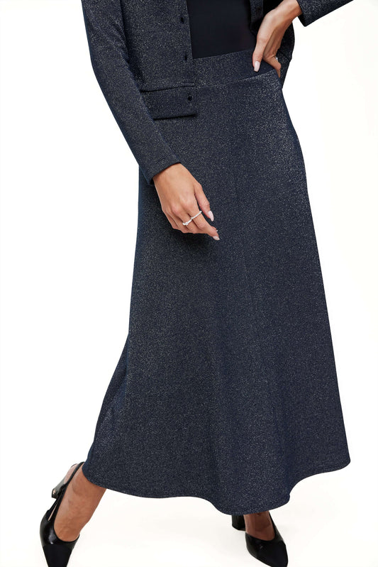Shimmer Embellished Maxi Skirt, Navy – Olivvi World