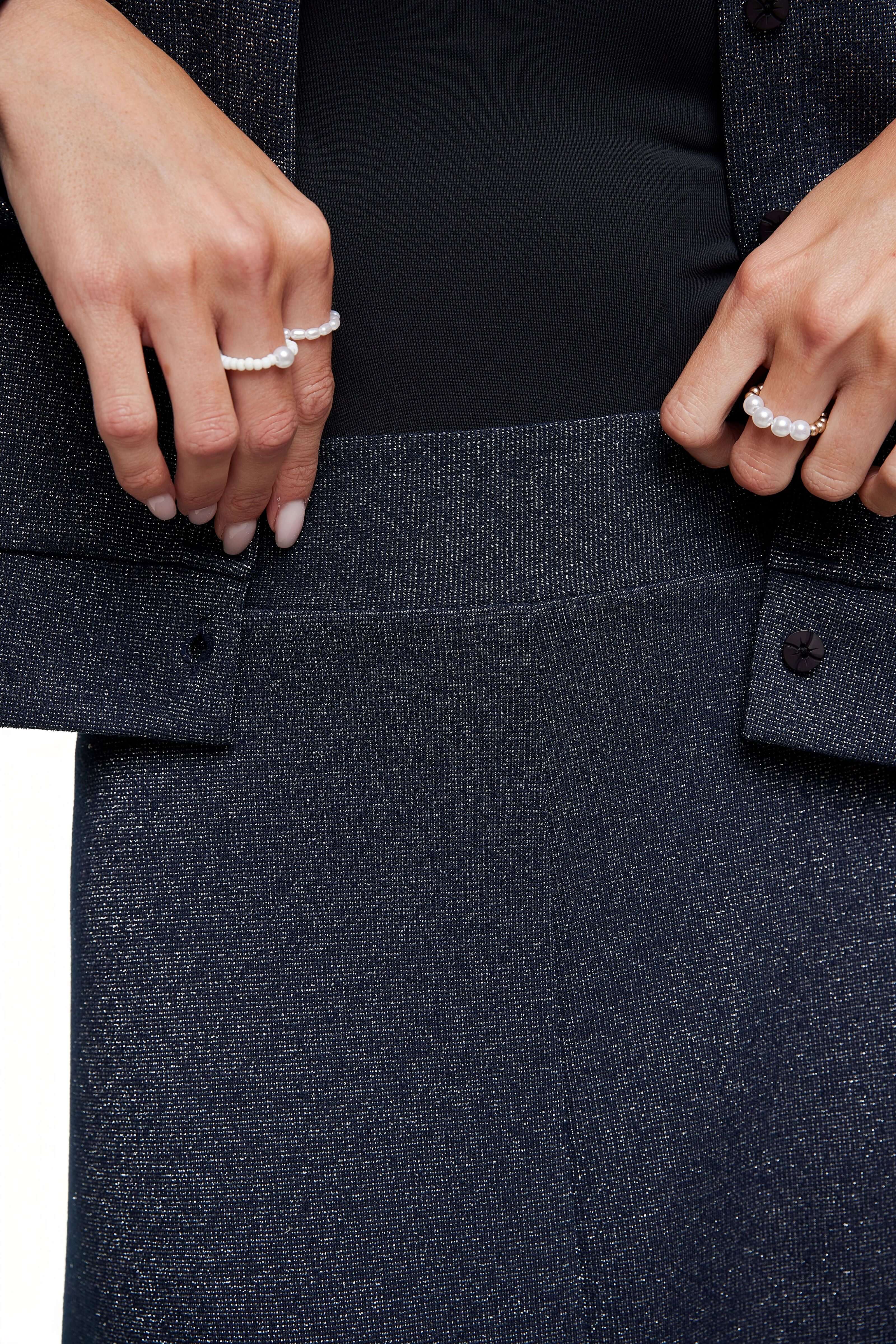 Shimmer Embellished Maxi Skirt, Navy – Olivvi World