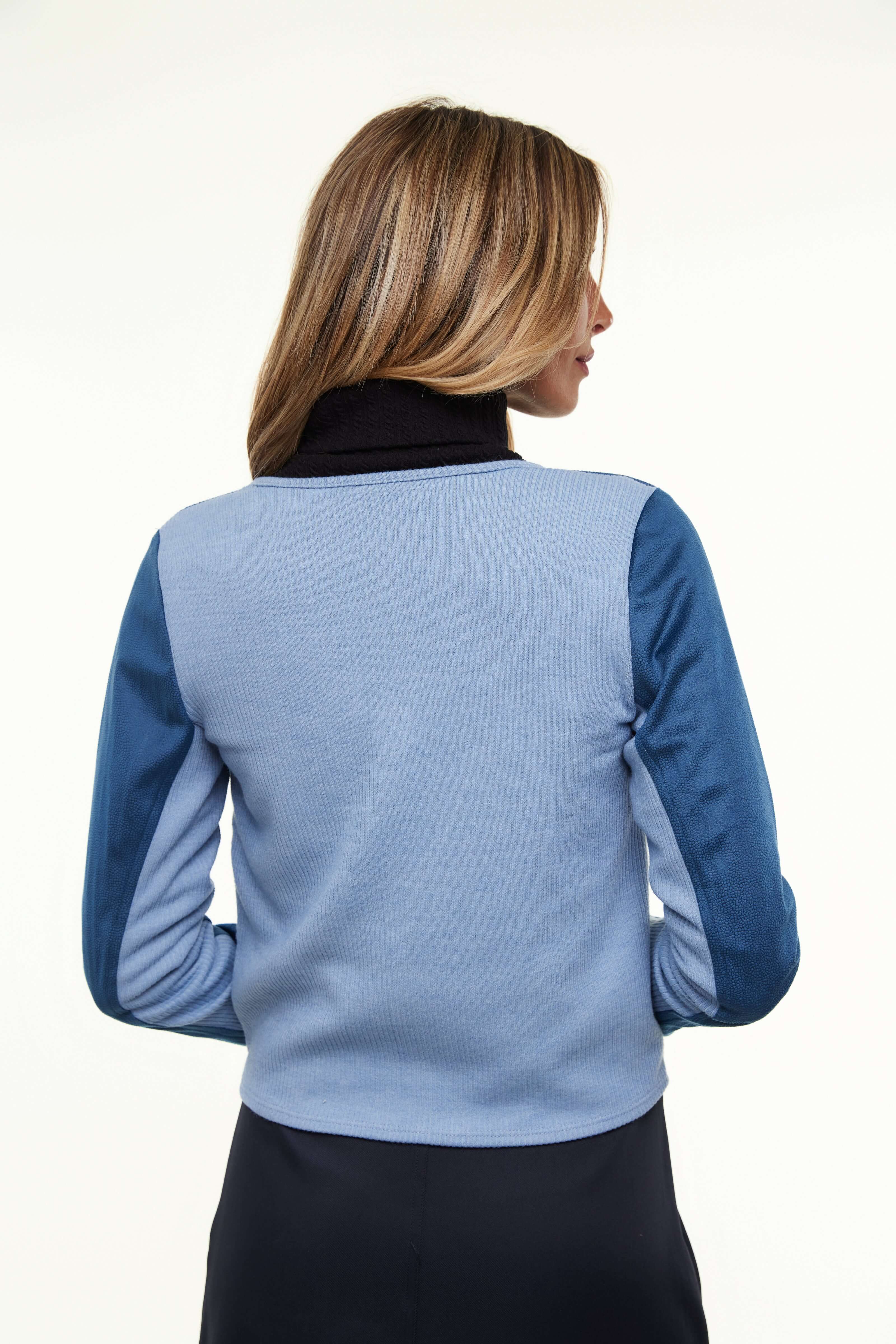 Silvi Suede Bolero for Women, Navy/Pale Blue - Olivvi World