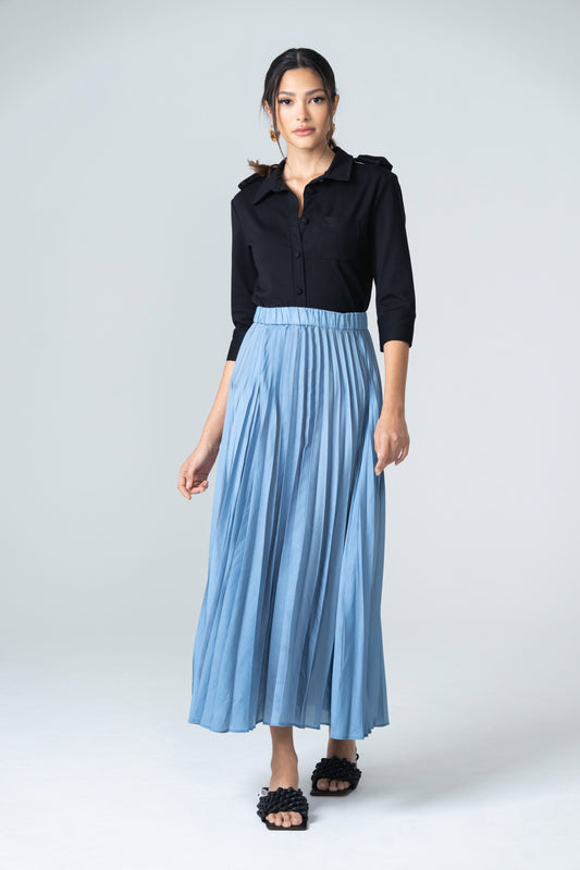 Pleated Maxi Skirt - Light Blue - Olivvi World