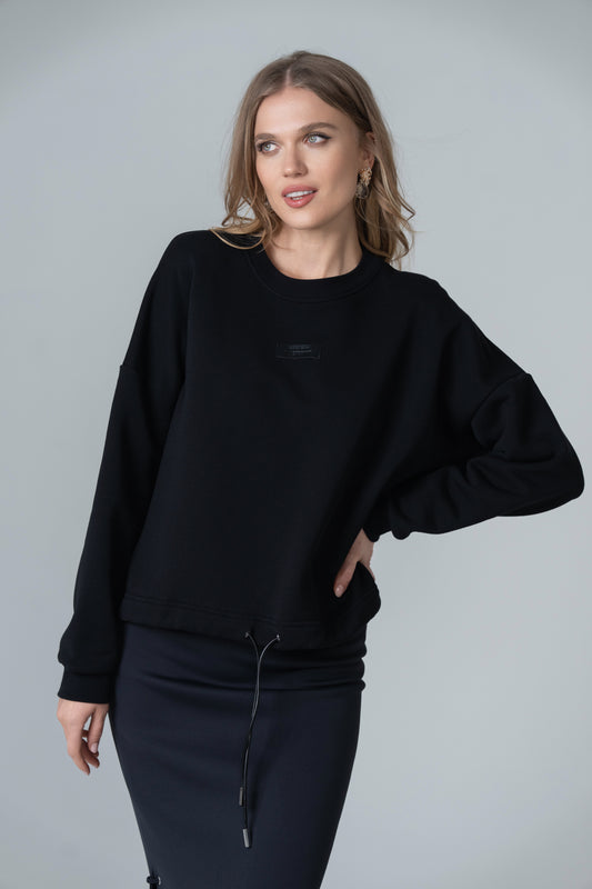 Drawstring Pullover Sweater - Black - Olivvi World