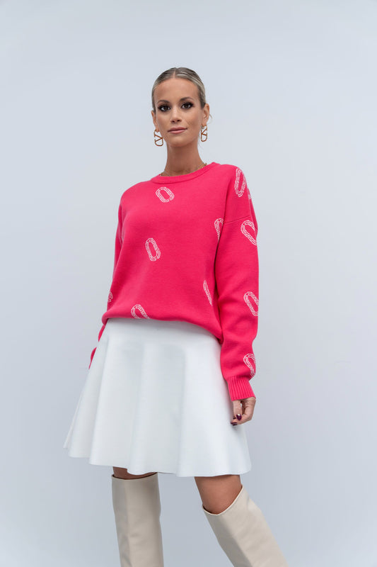 Oversized Logo Icon Sweater - Hot Pink - Olivvi World