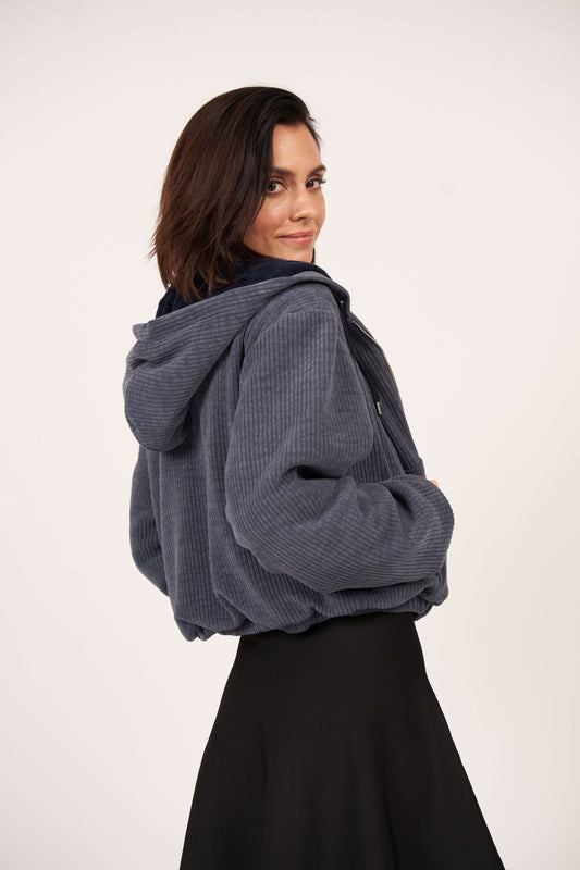 Corduroy Bomber Jacket - Navy - Olivvi World
