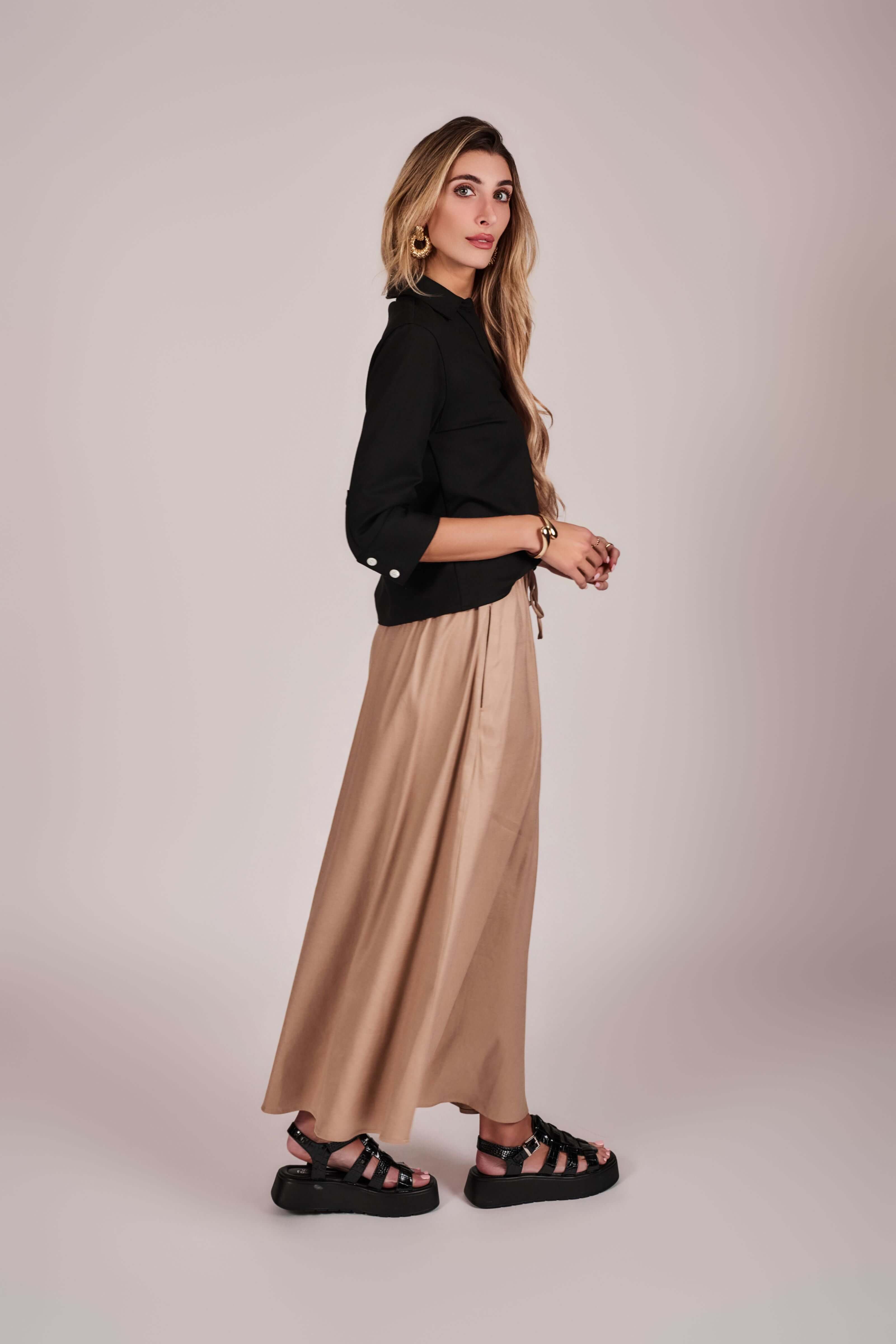 Cupro Skirt - Beige - Olivvi World