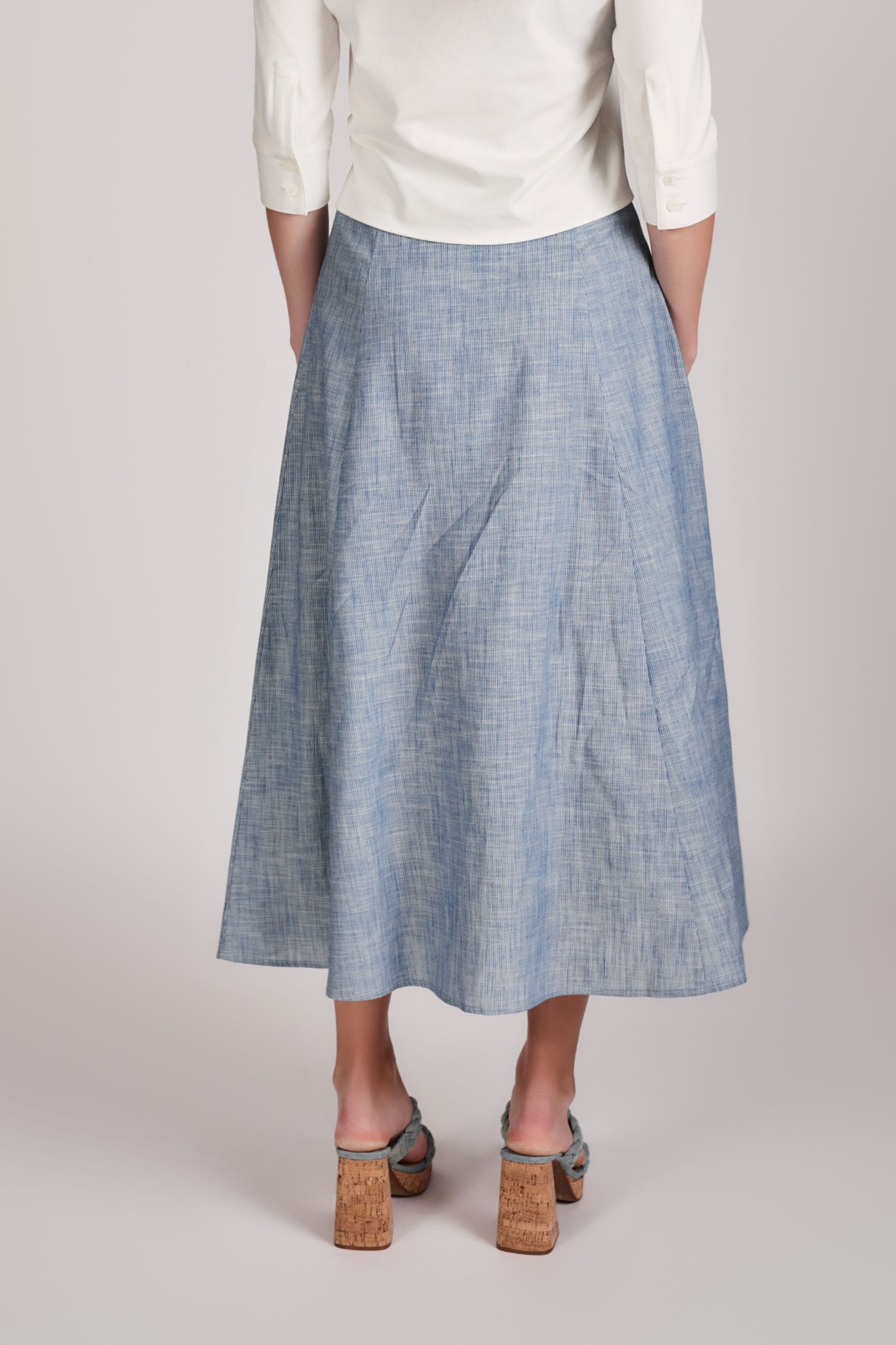 Beverly A-Line Skirt - Striped Chambray - Olivvi World