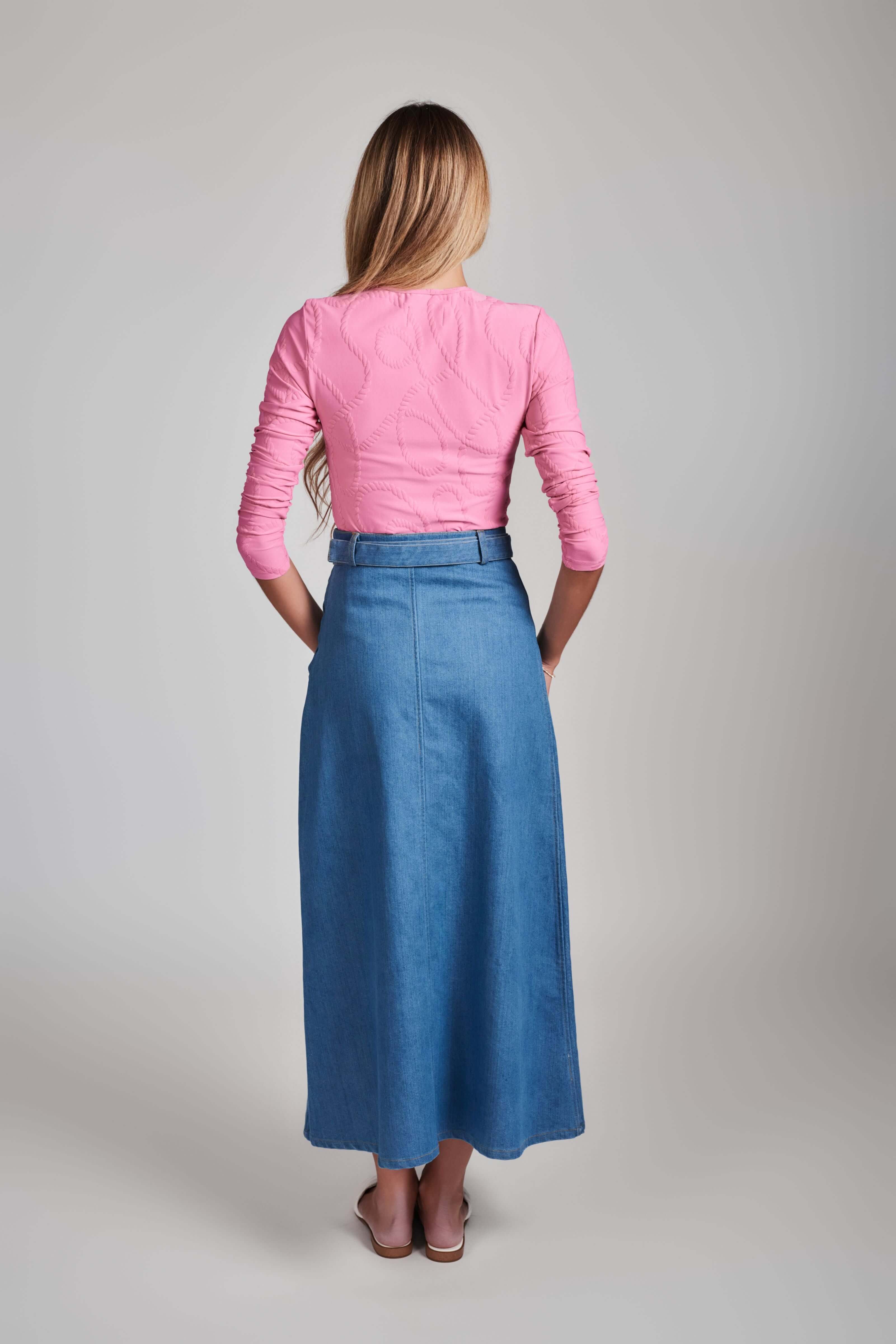 Denim A-Line Skirt - Dark Wash - Olivvi World