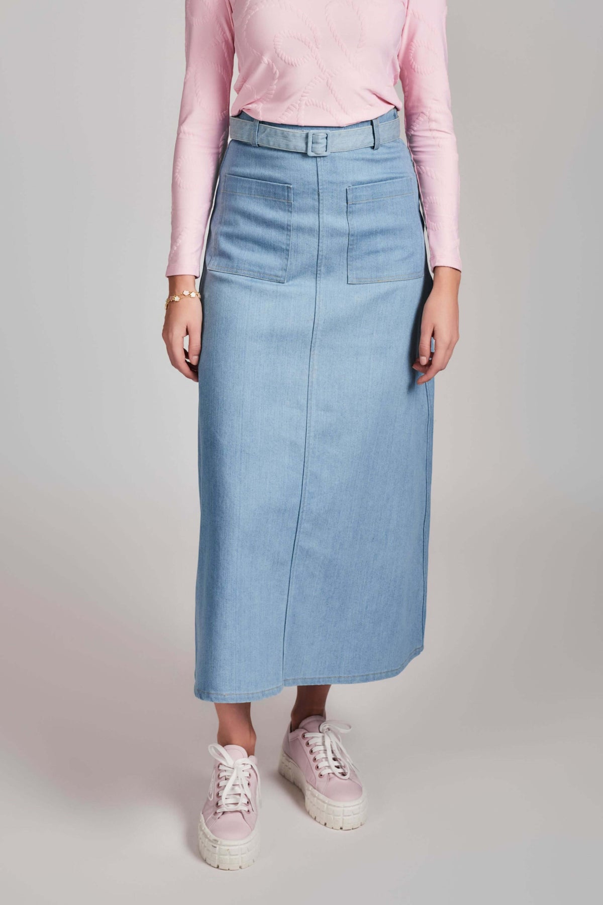 Denim A-Line Skirt - Light Wash - Olivvi World