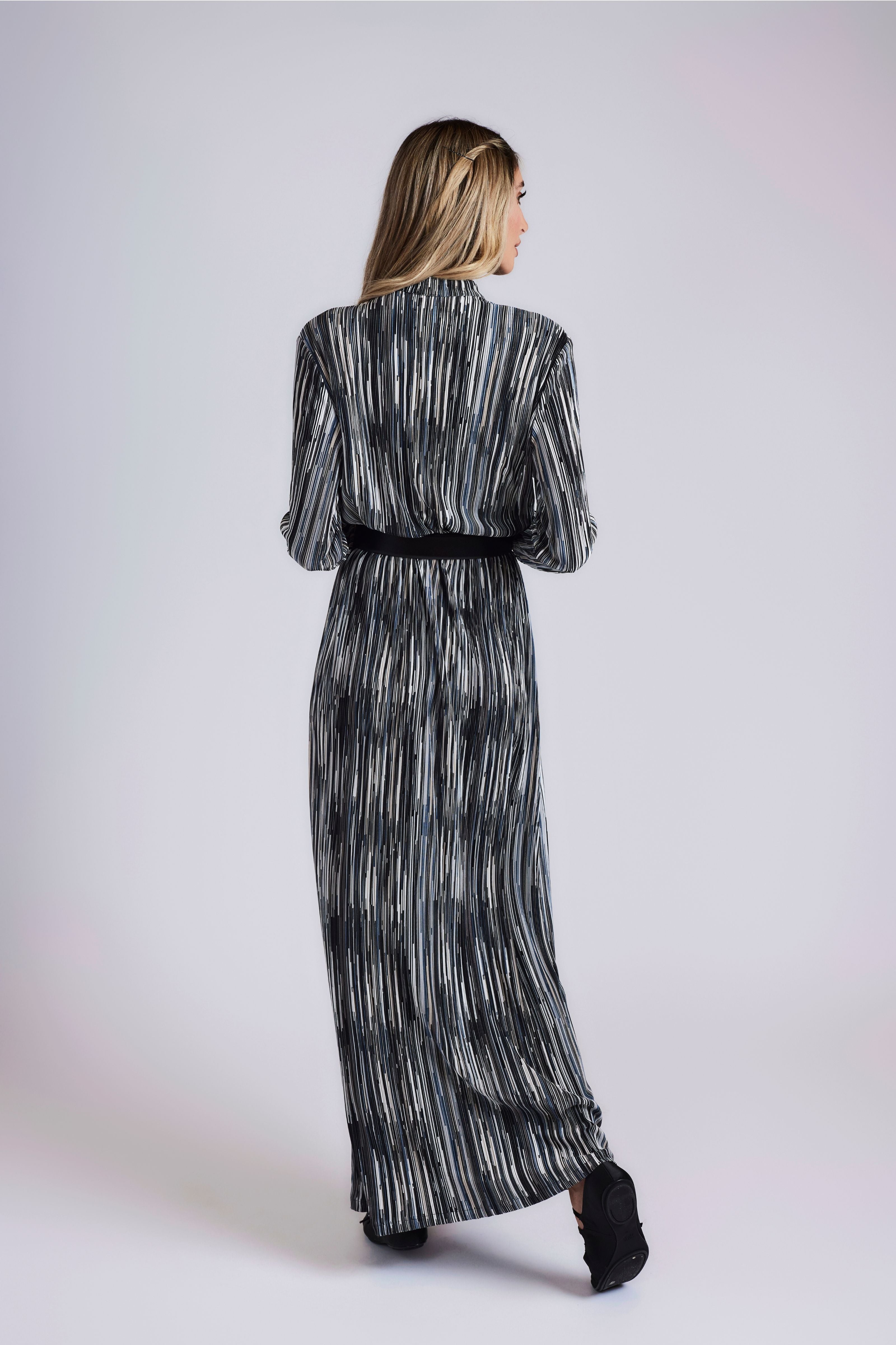 Striped Vivid Maxi Dress - Black Stripe - Olivvi World
