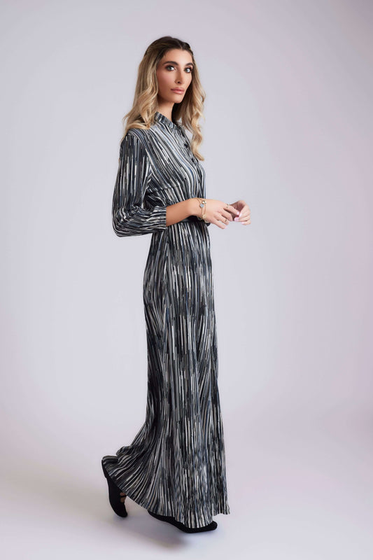 Striped Vivid Maxi Dress - Black Stripe - Olivvi World