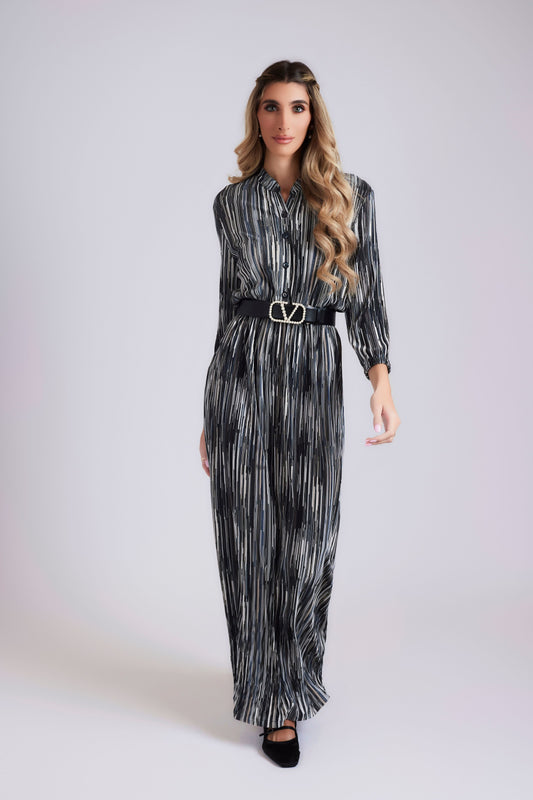 Striped Vivid Maxi Dress - Black Stripe - Olivvi World