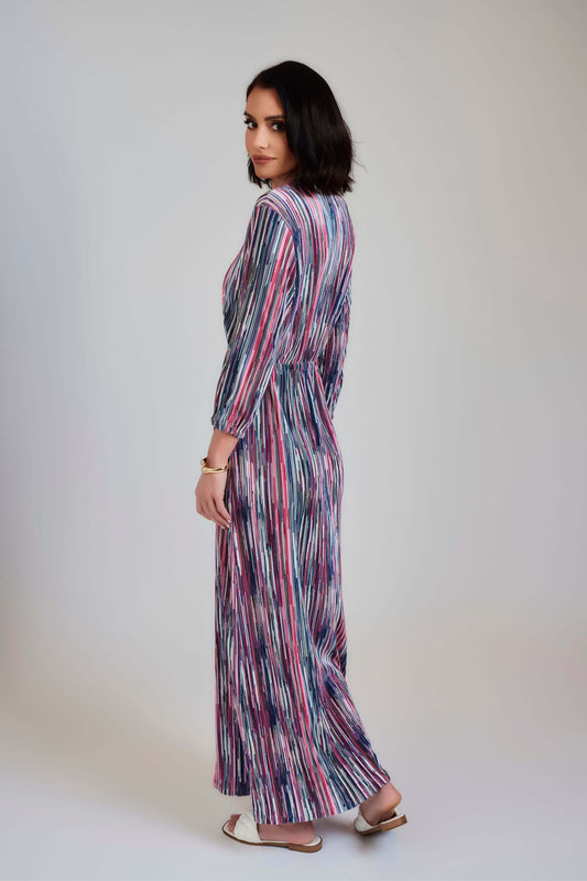 Striped Vivid Maxi Dress - Pink Stripe - Olivvi World