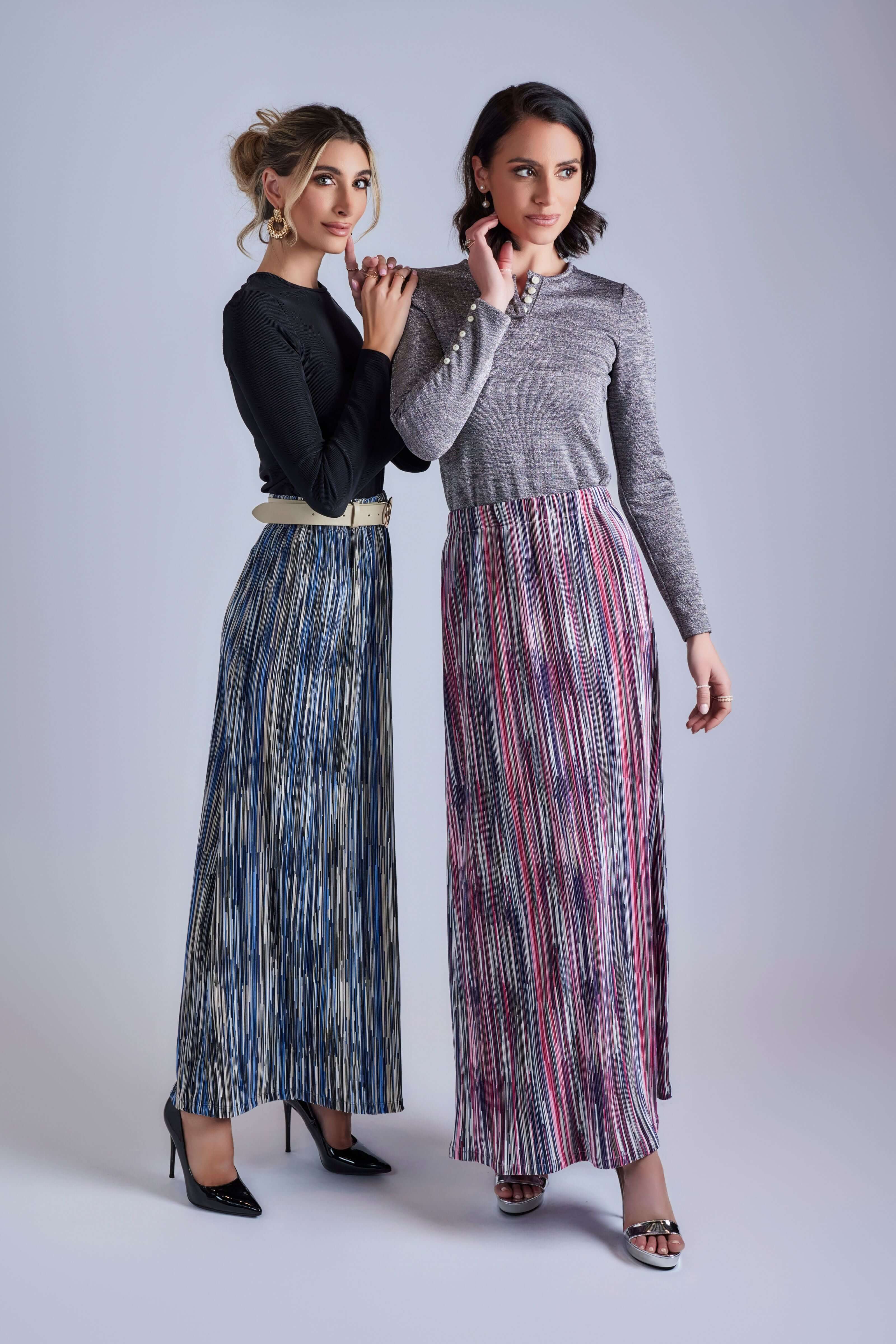 Striped Vivid Maxi Skirt - Pink Stripe - Olivvi World