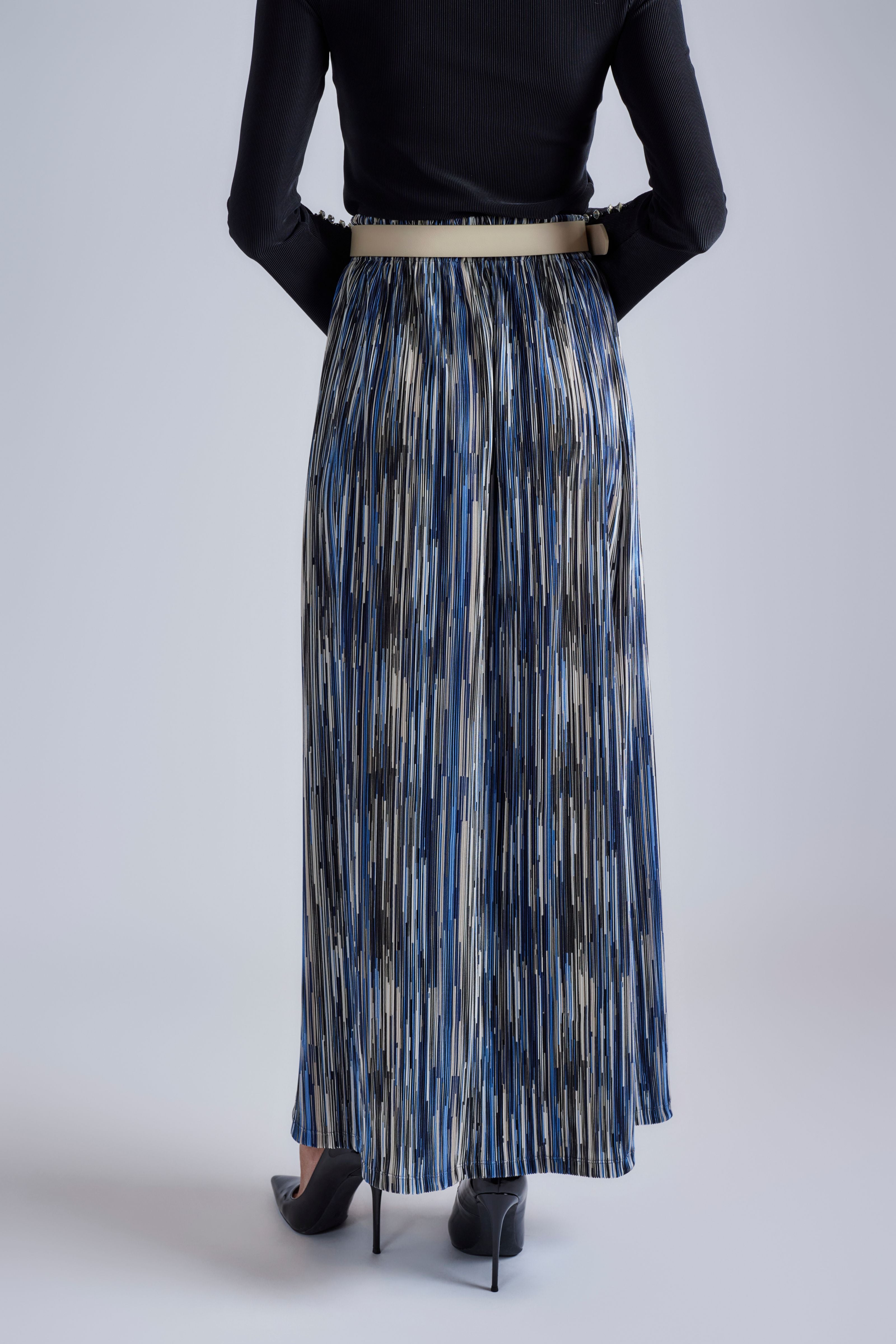 Striped Vivid Maxi Skirt - Navy Stripe - Olivvi World