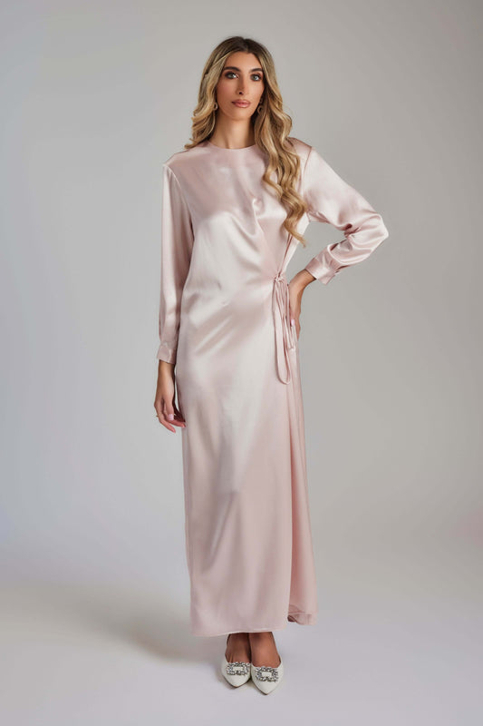 Satin Relaxed Fit Maxi Dress - Ice Pink - Olivvi World