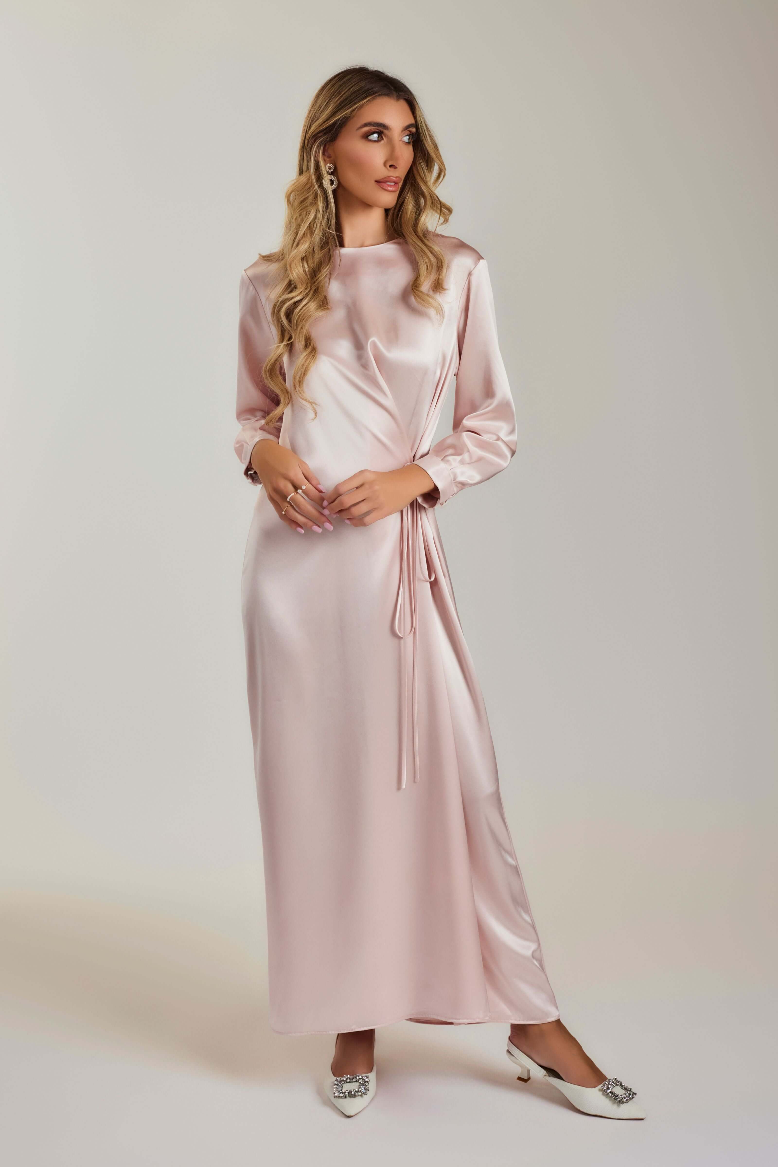 Satin Relaxed Fit Maxi Dress - Ice Pink - Olivvi World