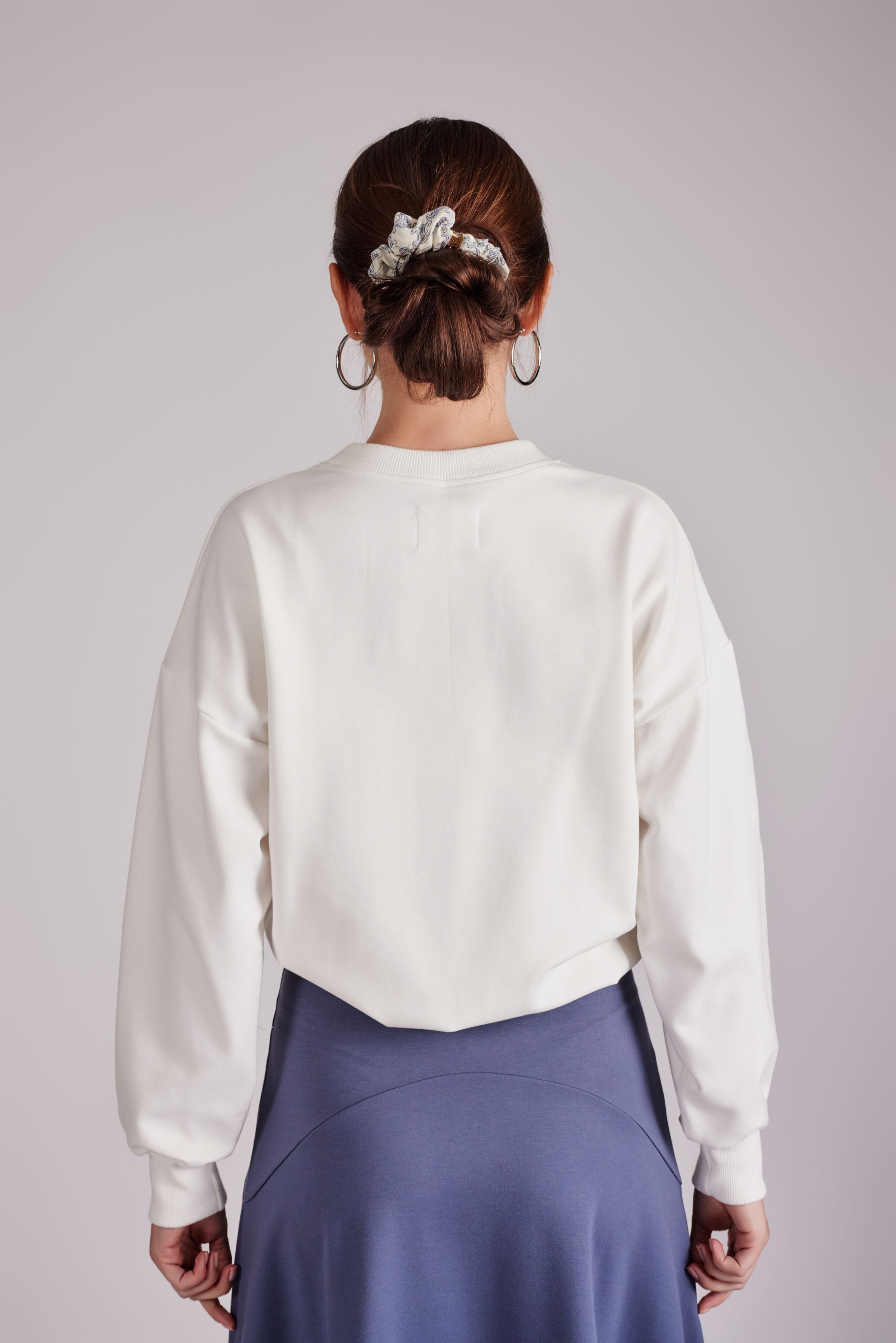 Elastic Waist Pullover Sweater - Ivory - Olivvi World