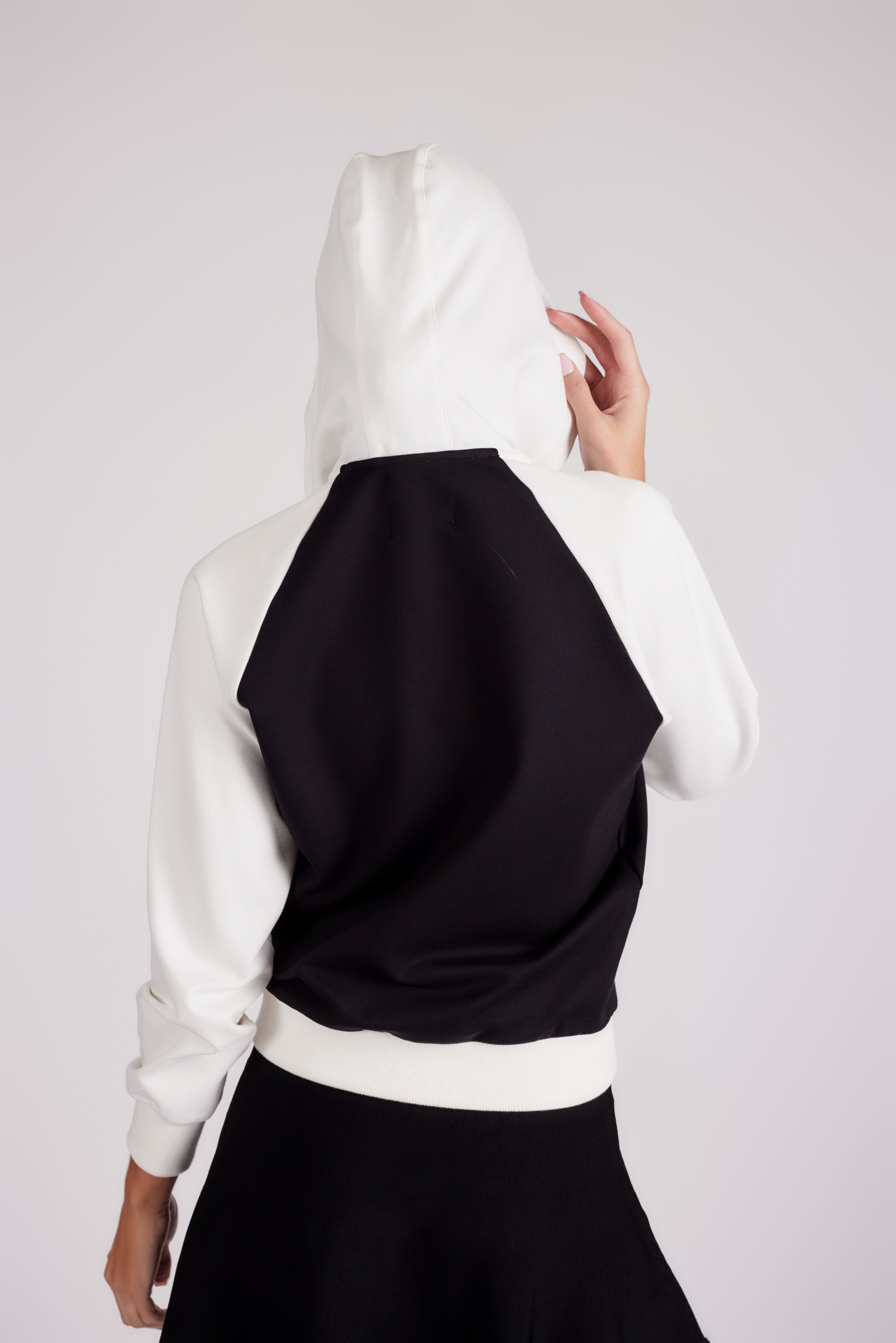 Go To Zip Up Hoodie - Black And Ivory - Olivvi World