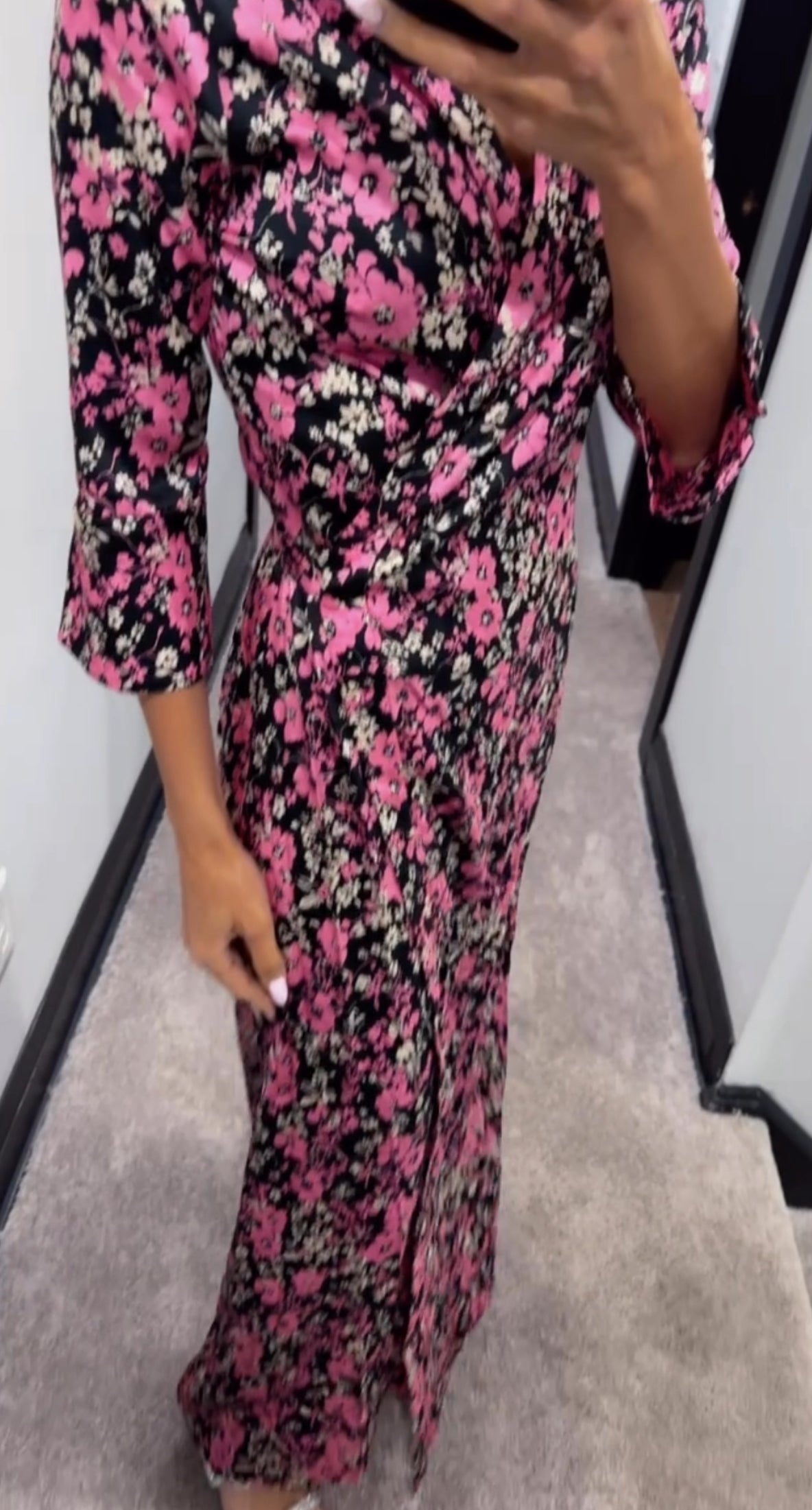 Fleur de Soleil Satin Wrap Dress