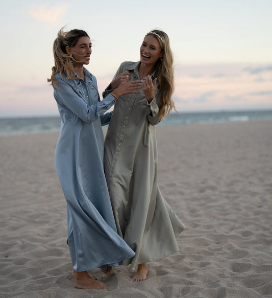 SATIN BELTED MAXI DRESS