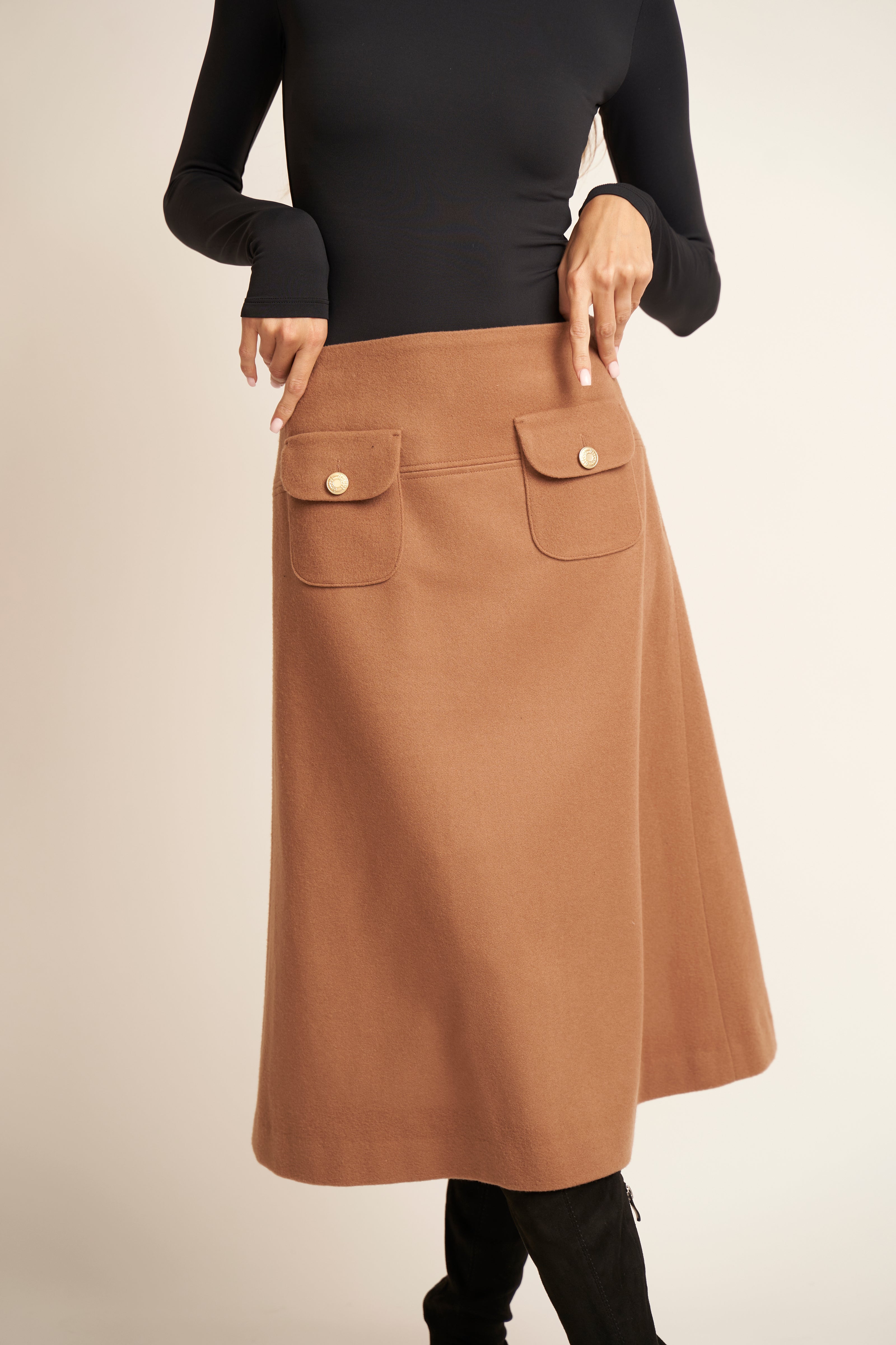Wool A-Line Skirt - Camel Desert - Olivvi World