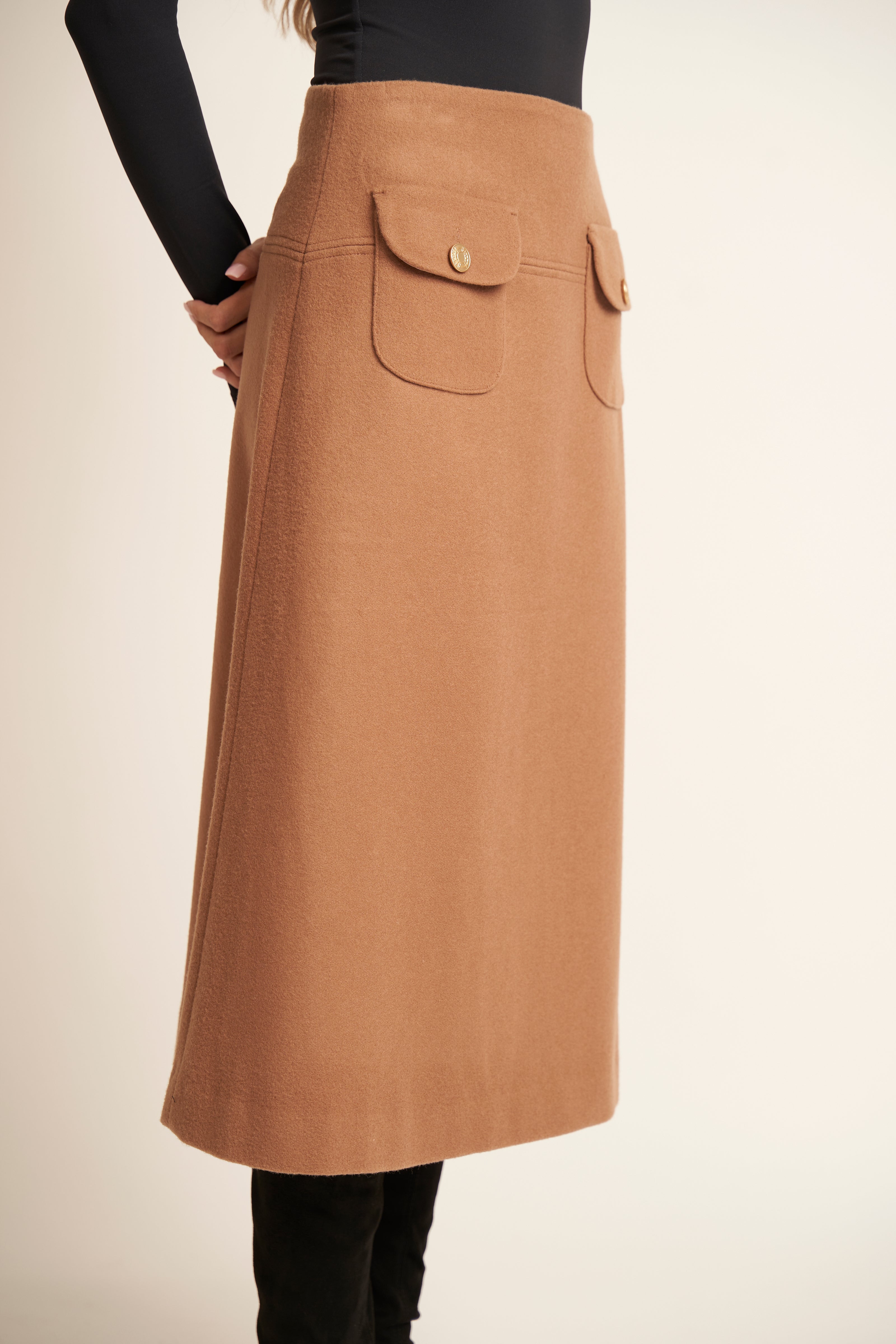 Wool A-Line Skirt - Camel Desert - Olivvi World