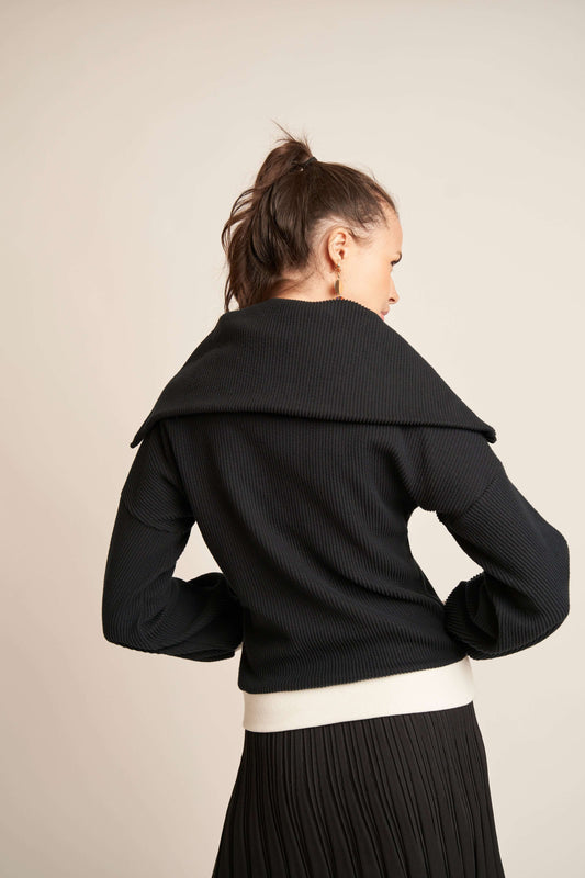 Double Layer Pullover - Black and White - Olivvi World