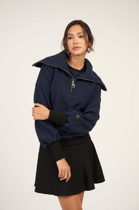 Double Layer Pullover - Navy and Black - Olivvi World