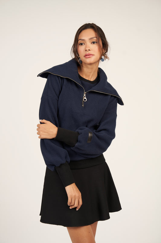 Double Layer Pullover - Navy and Black - Olivvi World