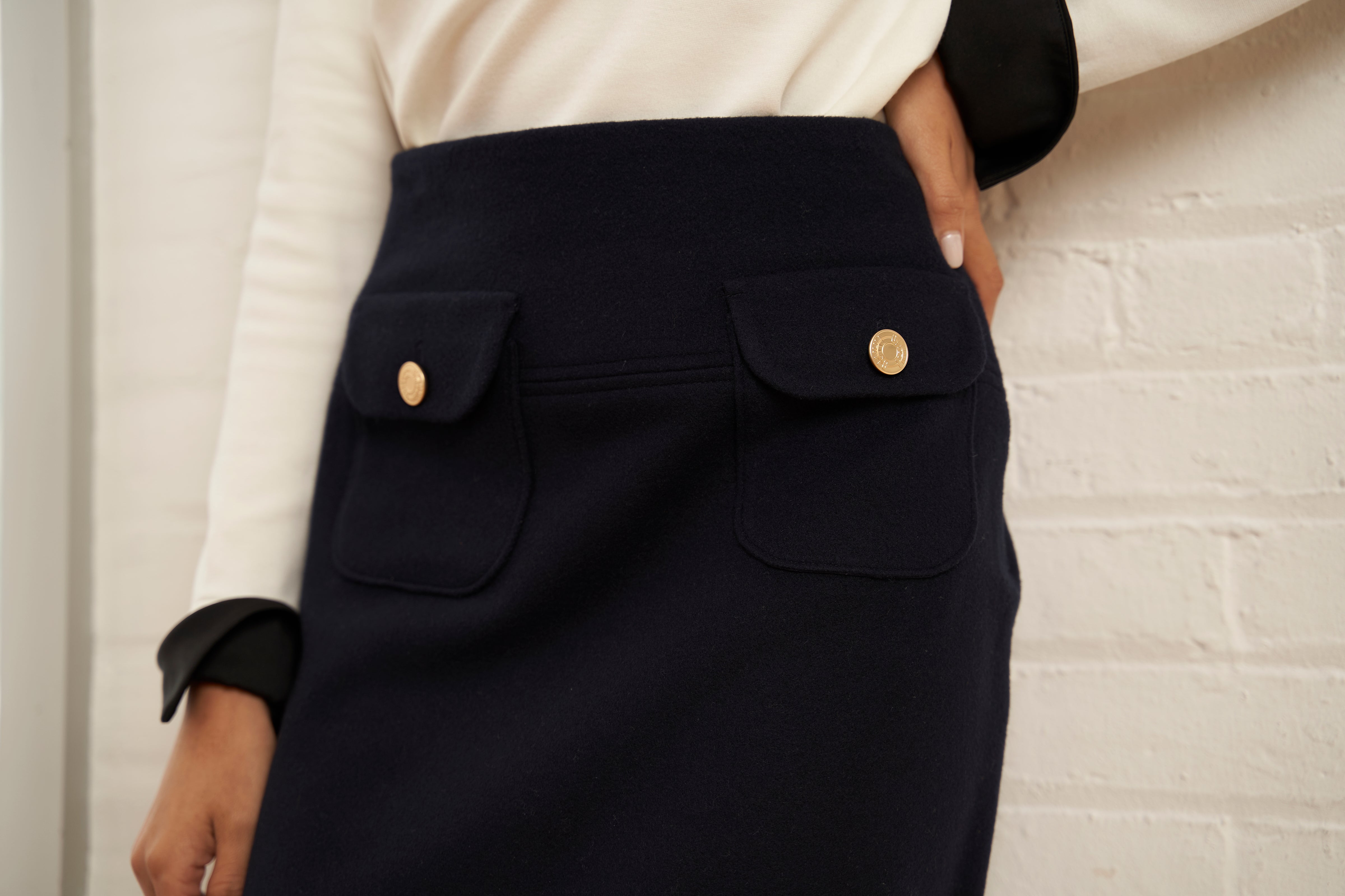 Wool A-Line Skirt - Met Blue - Olivvi World