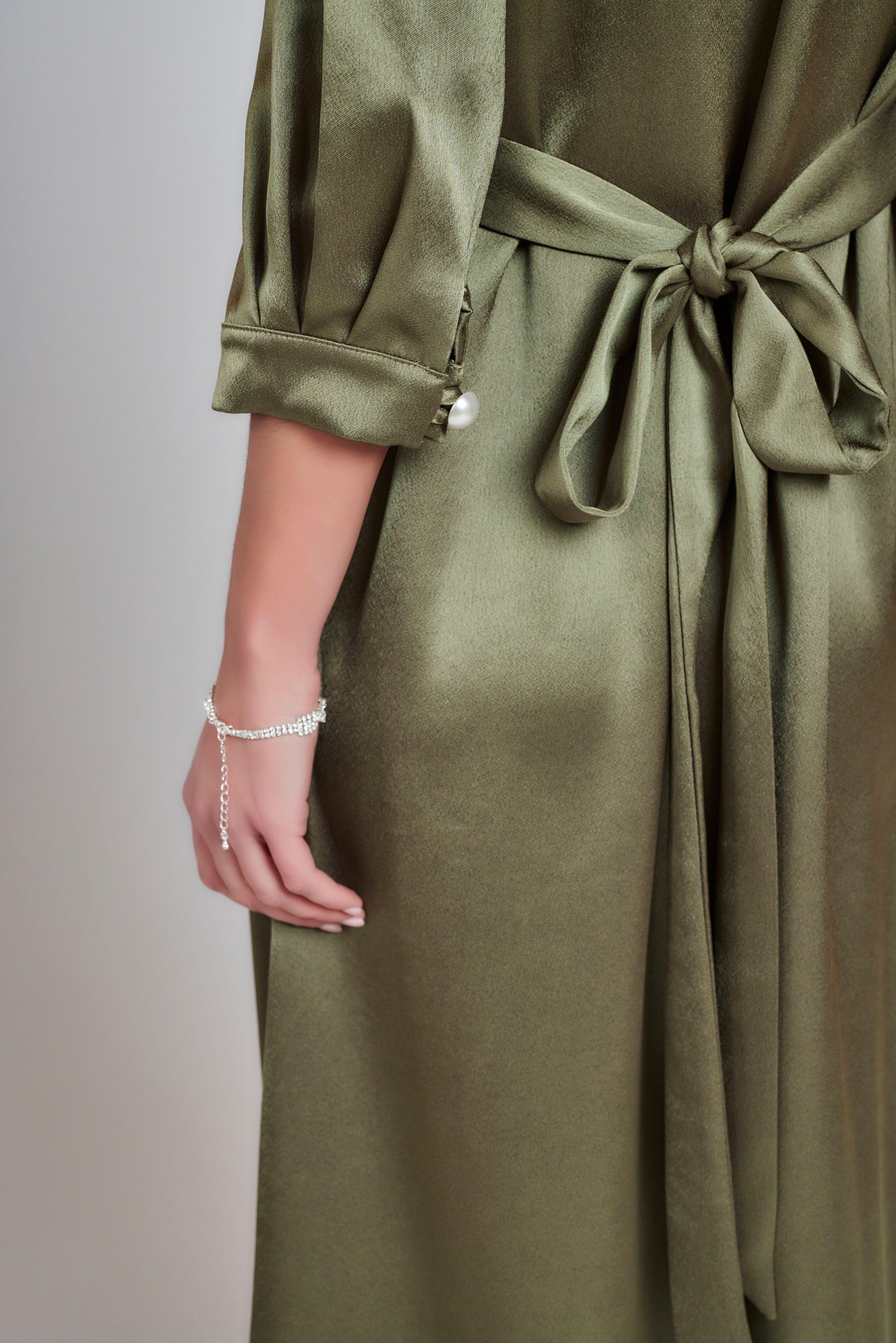 Kate Satin Evening Dress - Deep Green - Olivvi World