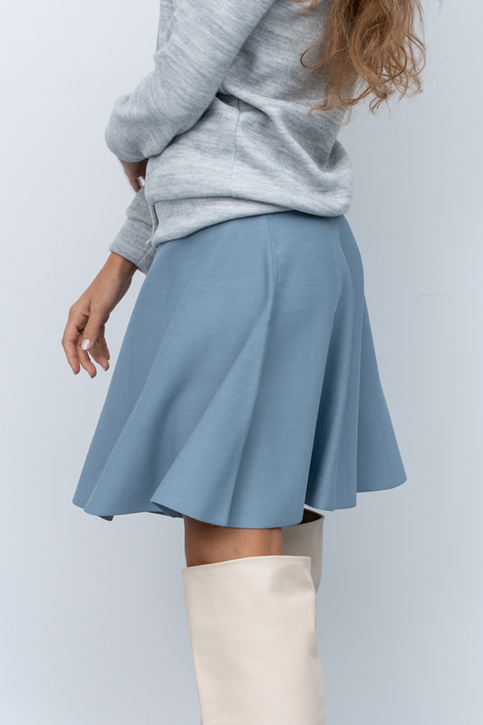 Knit Brooklyn Short Skirt - Heather Blue - Olivvi World