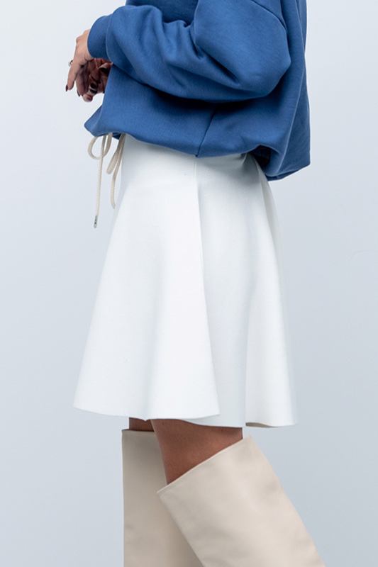 Knit Brooklyn Short Skirt - White - Olivvi World