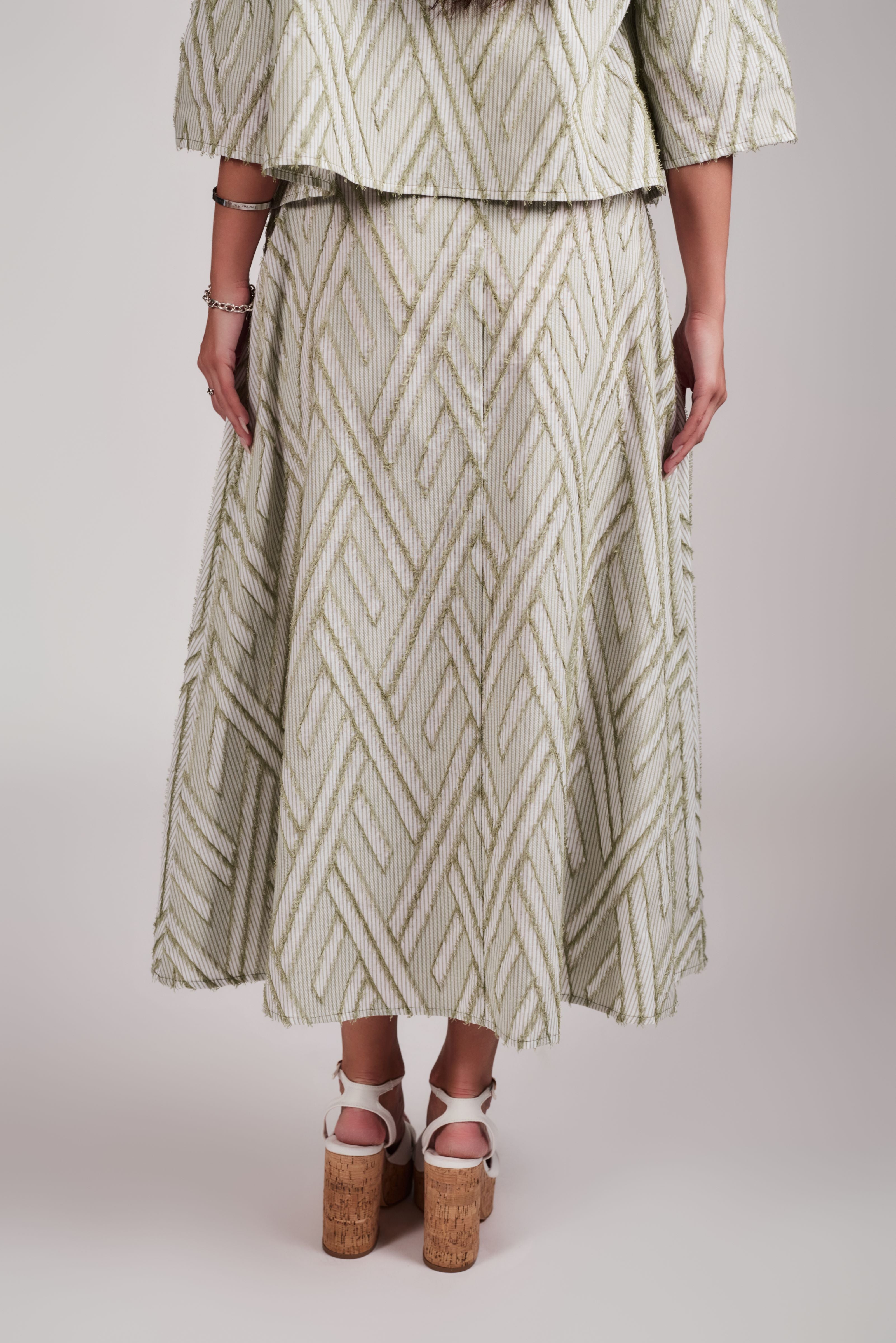 Tara Textured Maxi Skirt - Textured Green - Olivvi World