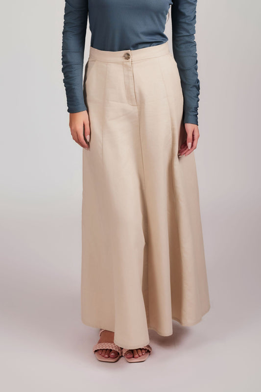 Twill Maxi Skirt - Beige - Olivvi World