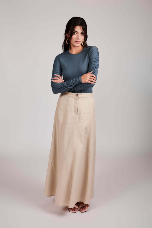 Twill Maxi Skirt - Beige - Olivvi World