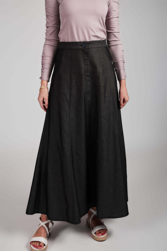 Twill Maxi Skirt - Charcoal - Olivvi World