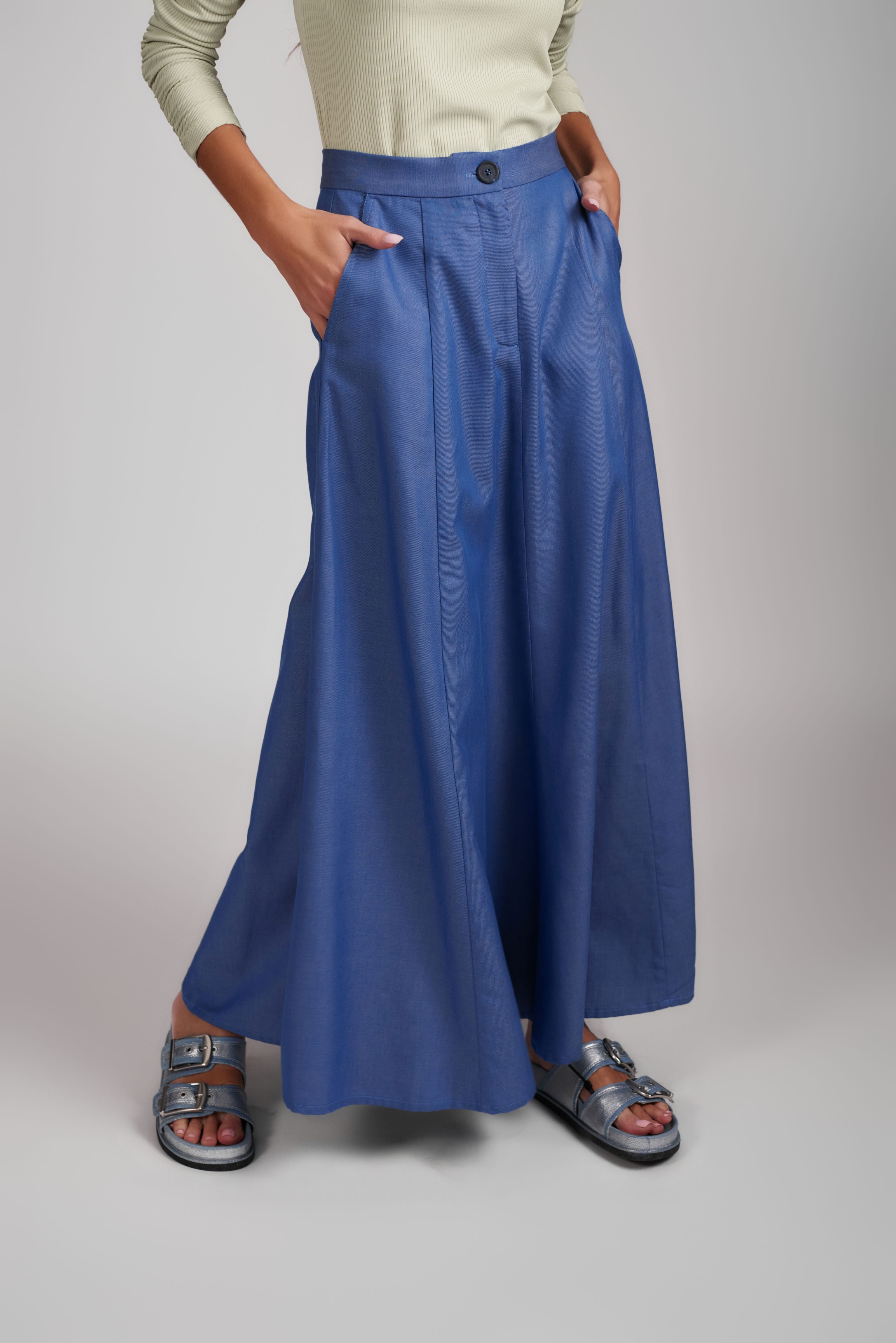 Twill Maxi Skirt - Ocean Blue - Olivvi World