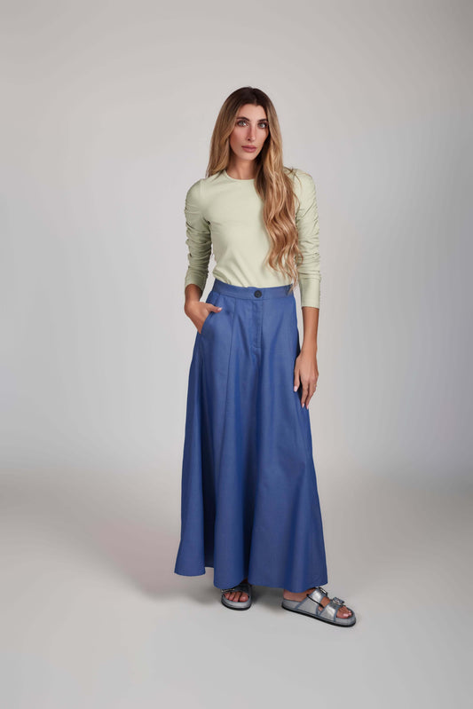 Twill Maxi Skirt - Ocean Blue - Olivvi World