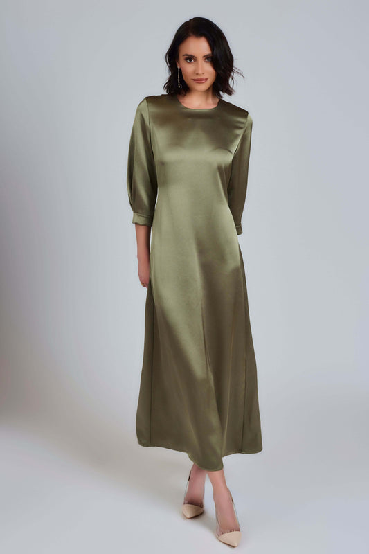 Kate Satin Evening Dress - Deep Green - Olivvi World