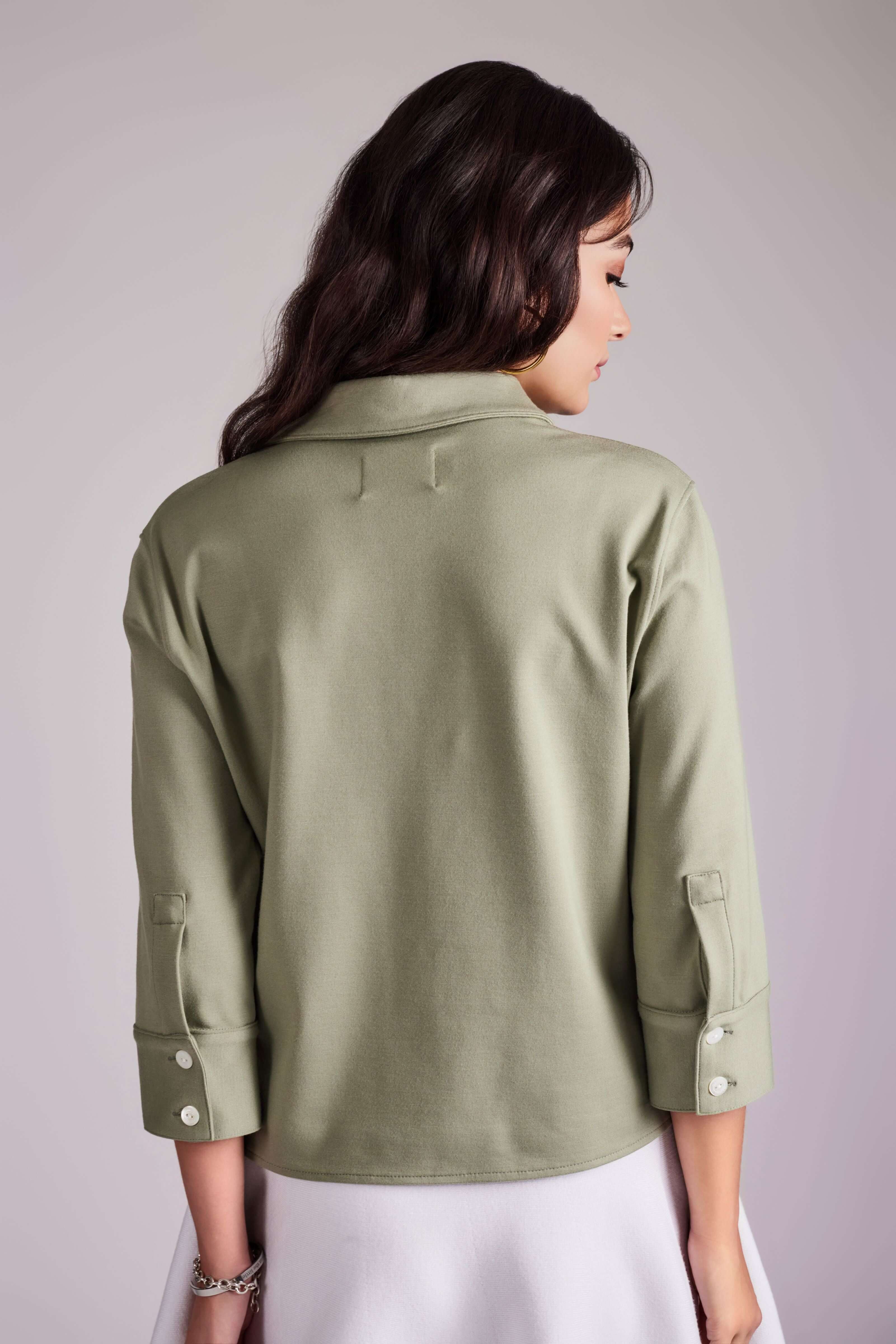Valerie V-Neck Collar Top - Fern - Olivvi World