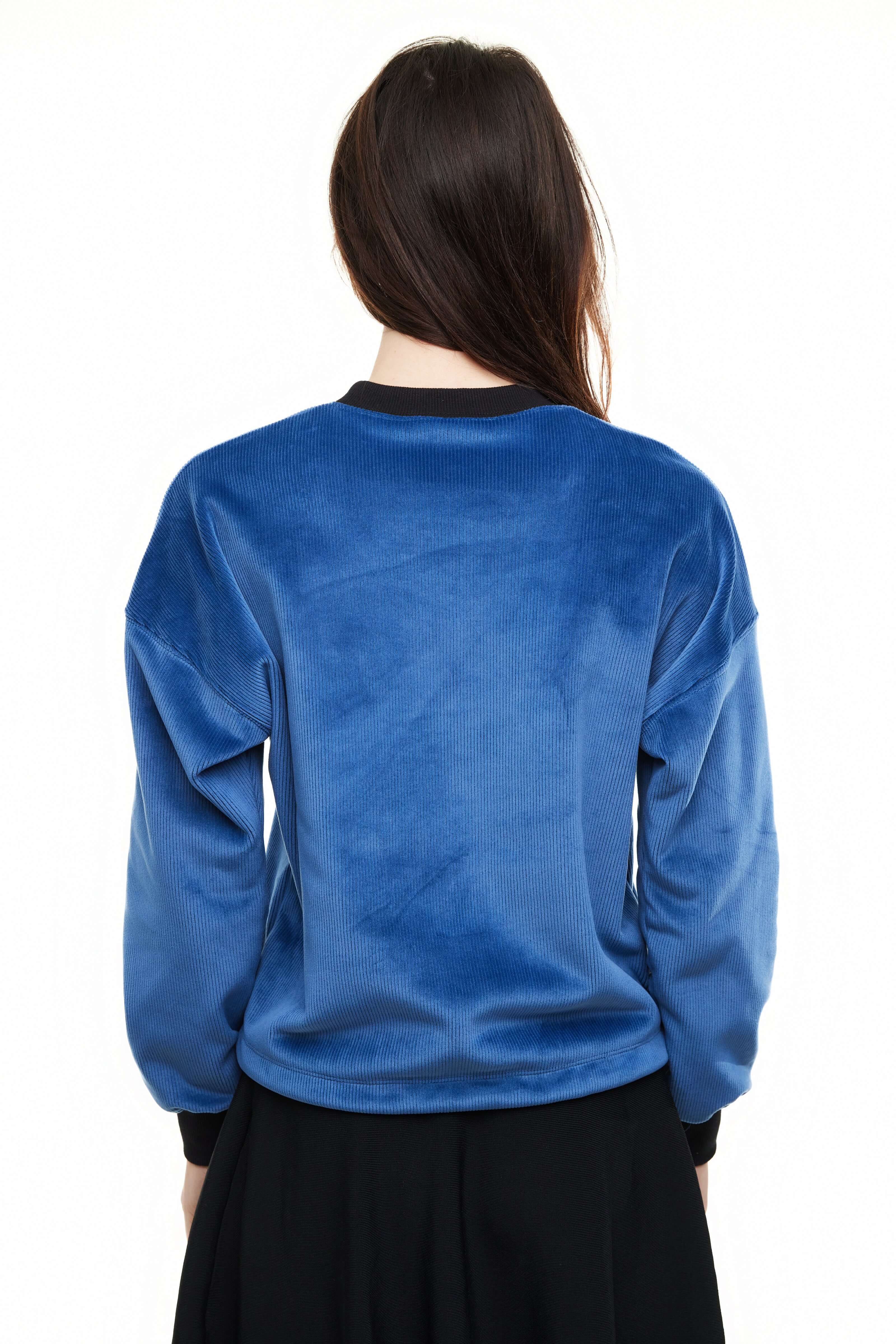 Autumn Contrast Women’s Sweater, Blue/Black – Olivvi World